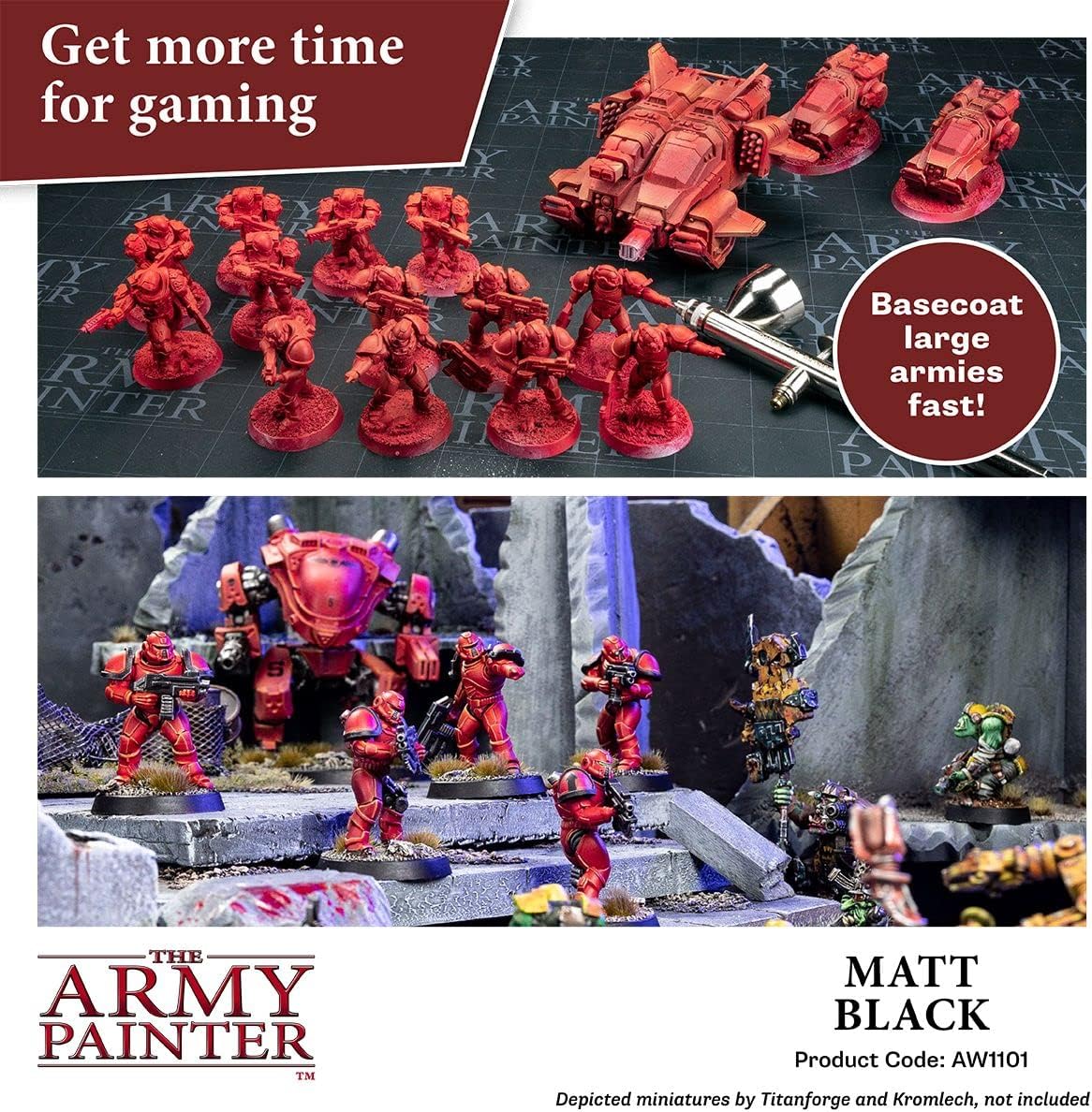 The Army Painter Warpaint Air Matt Black - Acrylic Non -Toxic Heavily Pigmented Water Based Paint for Tabletop Roleplaying, Boardgames, and Wargames Miniature Model Painting