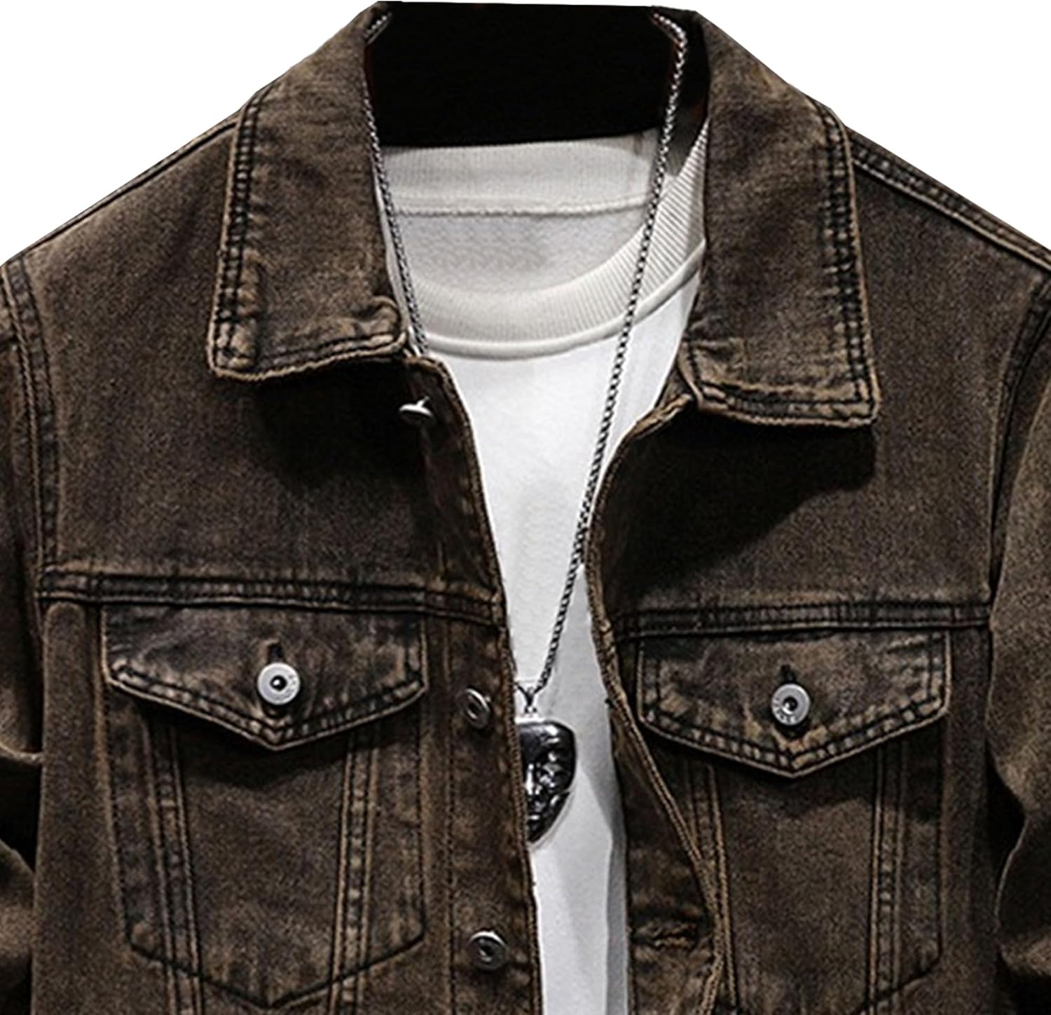 Maiyifu-GJ Men's Casual Lapel Jean Jacket Slim Fit Distressed Trucker Denim Jackets Spring Fall Lightweight Motorcycle Coats