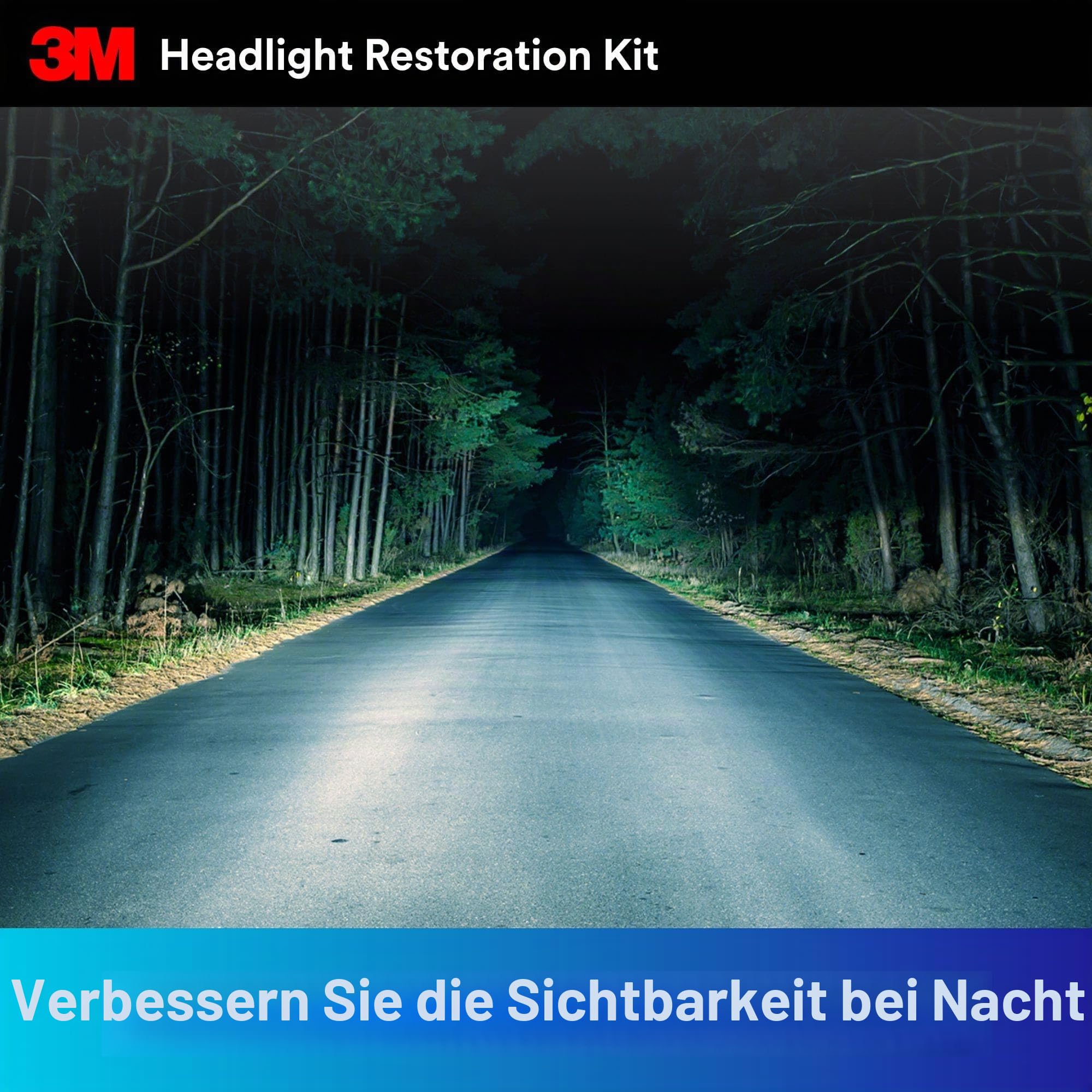 3M 39073 Scheinwerferglas-Restaurierungskit zur Wiederherstellung von stumpfen/verblichenen/verfärbten Scheinwerfern, 1 Packung, merhfarbig