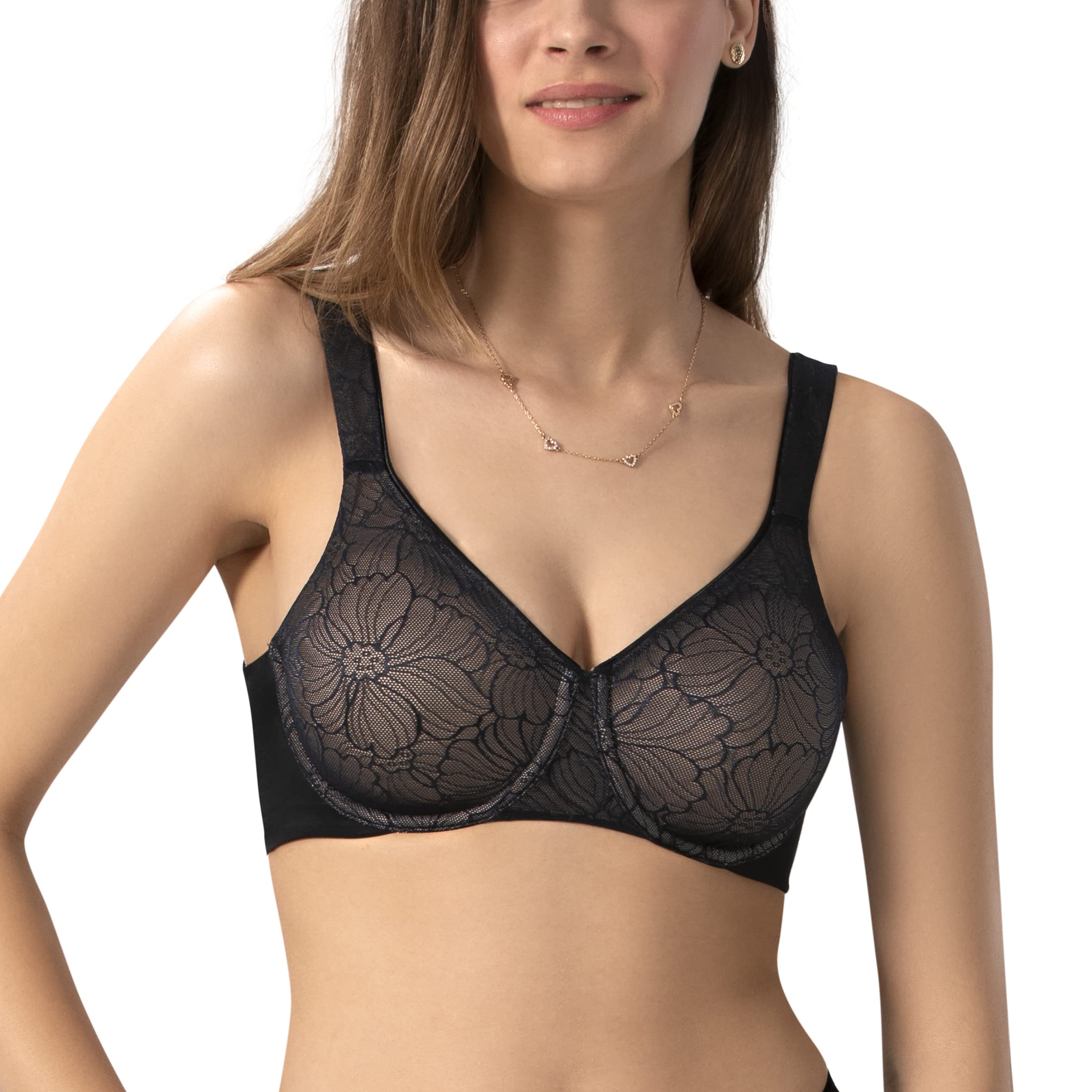 Non-Padded UnderWired Lace Minimiser Bra - Impatiens Pink_34C