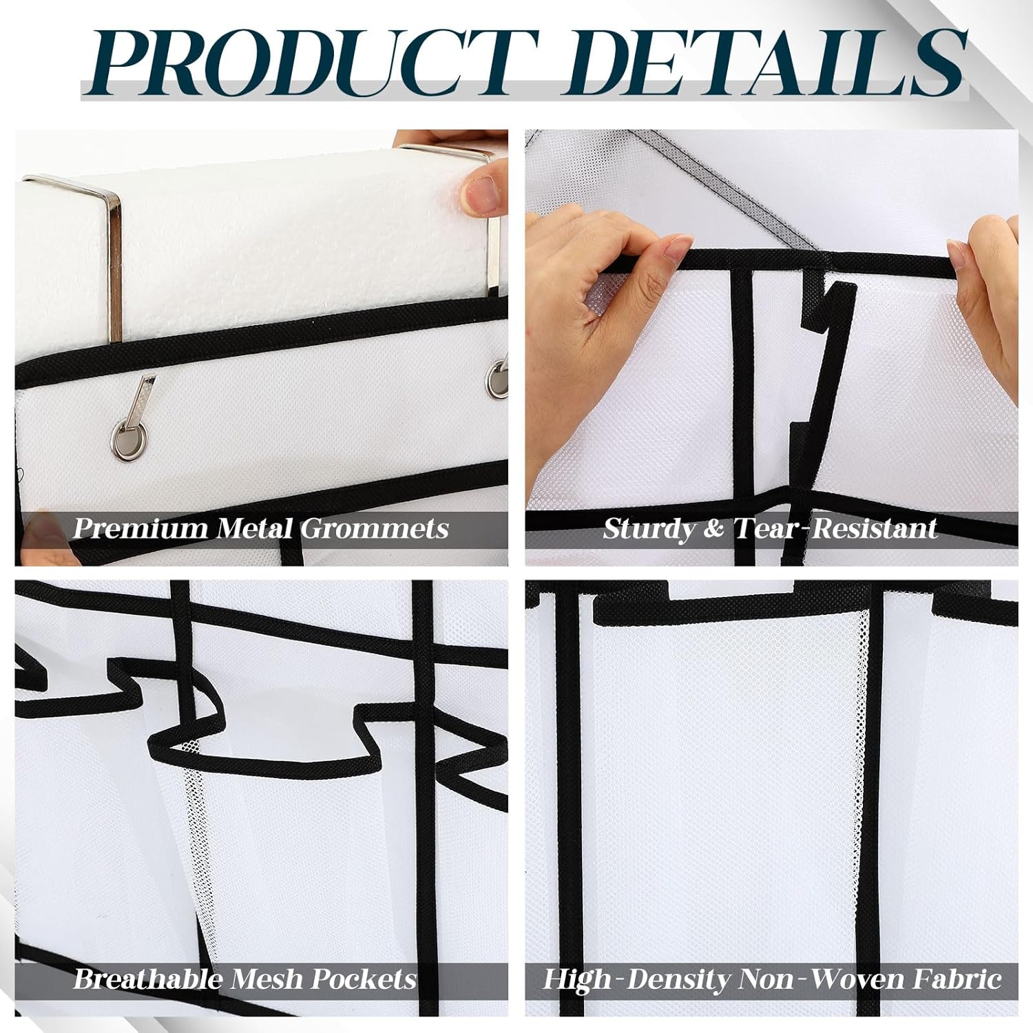 Chunful ドア掛けシューズオーガナイザー 特大20個の通気性のあるメッシュポケット6個付き 7層の省スペースハンギングシューズ