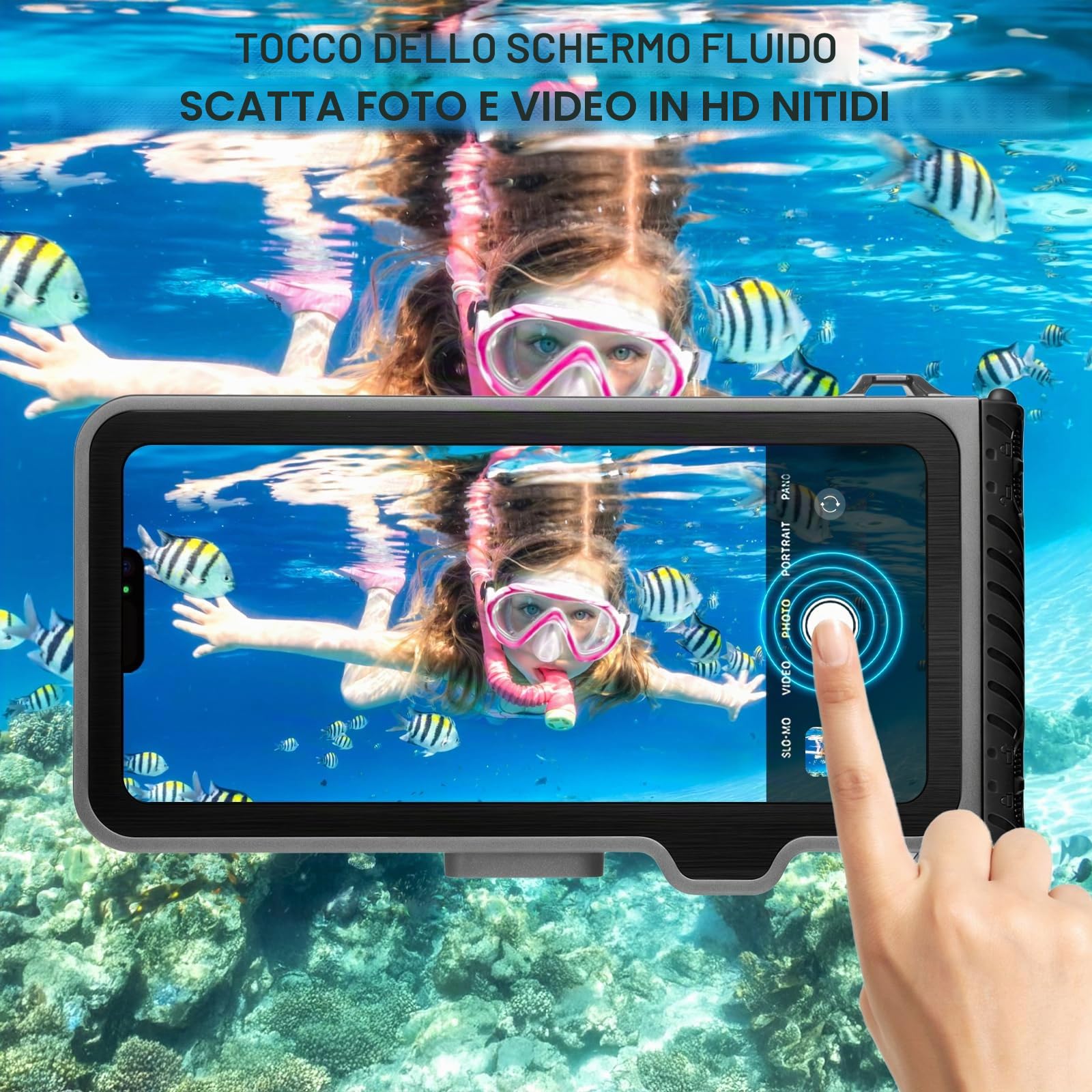 ZLiME Custodia Impermeabile 7,0 Pollici per Cellulare Subacquea per Nuoto - Compatibile con iPhone 16e 16 16 Pro 15 15 Pro 14 Pro Samsung S25 S24 S23 (Black Gray)