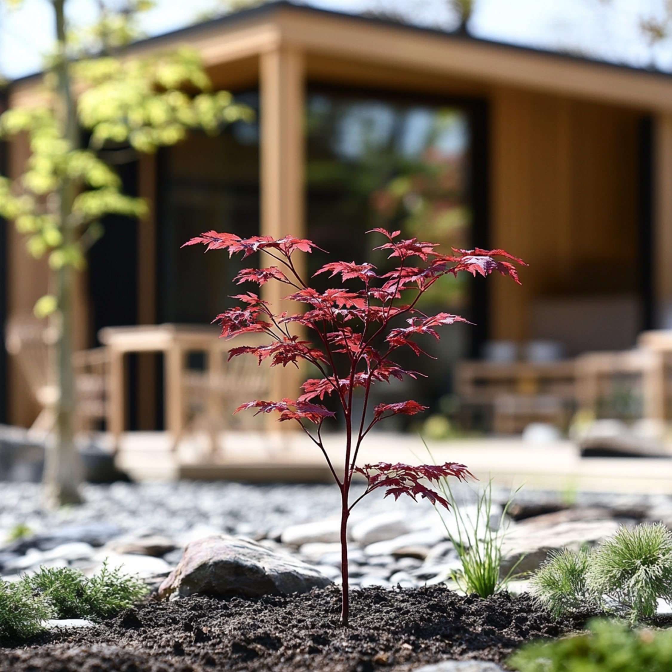 Plant in a Box - Arce japonés - Acer palmatum 'Atropurpureum' - Altura 25-40cm - Tamaño de la maceta 10,5cm - árbol - rojo