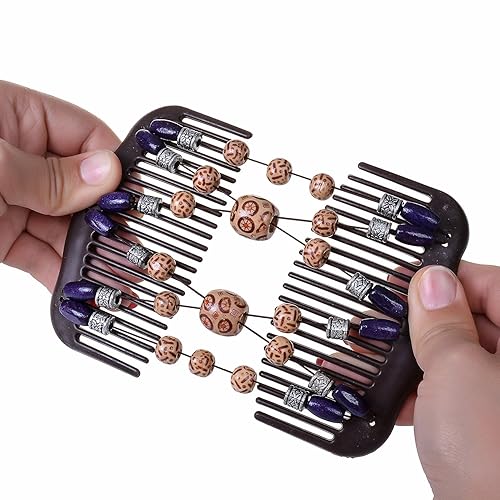 Miniatura 24 de LOVEF Peines mágicos para el cabello para mujer, con cuentas de madera, elásticos, de doble cara, clips para hacer moños, accesorios para el cabello