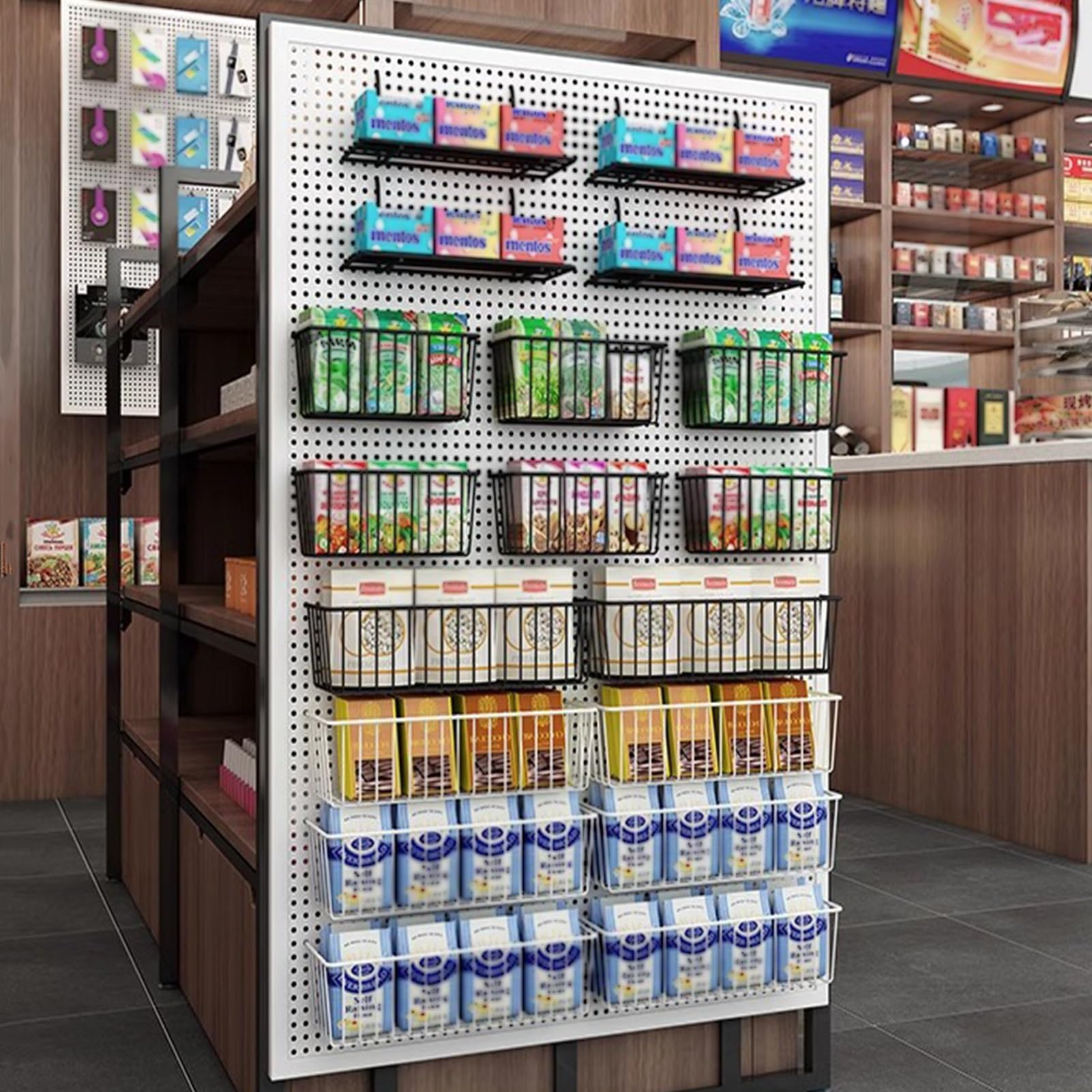 Paneles de organización de Herramientas de Tablero Perforado de Metal para Montaje en Pared, Kit de Tablero Perforado Modular para cobertizo (Blanco, 40 x 100 cm)