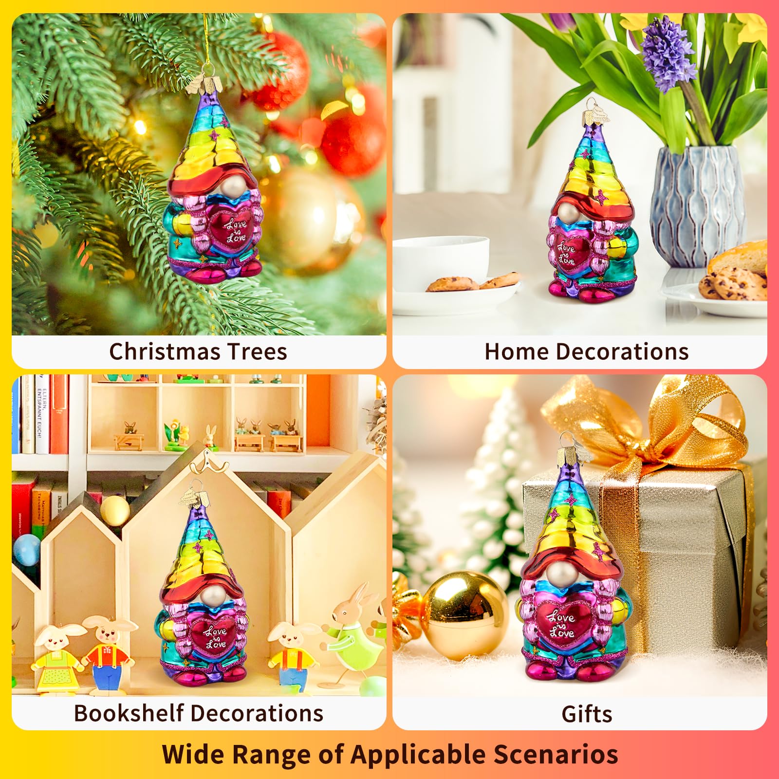 Wichtel-Weihnachtsbaumschmuck,Handgeblasenes Glas-Weihnachtsschmuck | Personalisierte Regenbogen Wichtel Ornament zum Aufhängen,Weihnachtsdekorationen für Gnome Liebhaber Geschenke