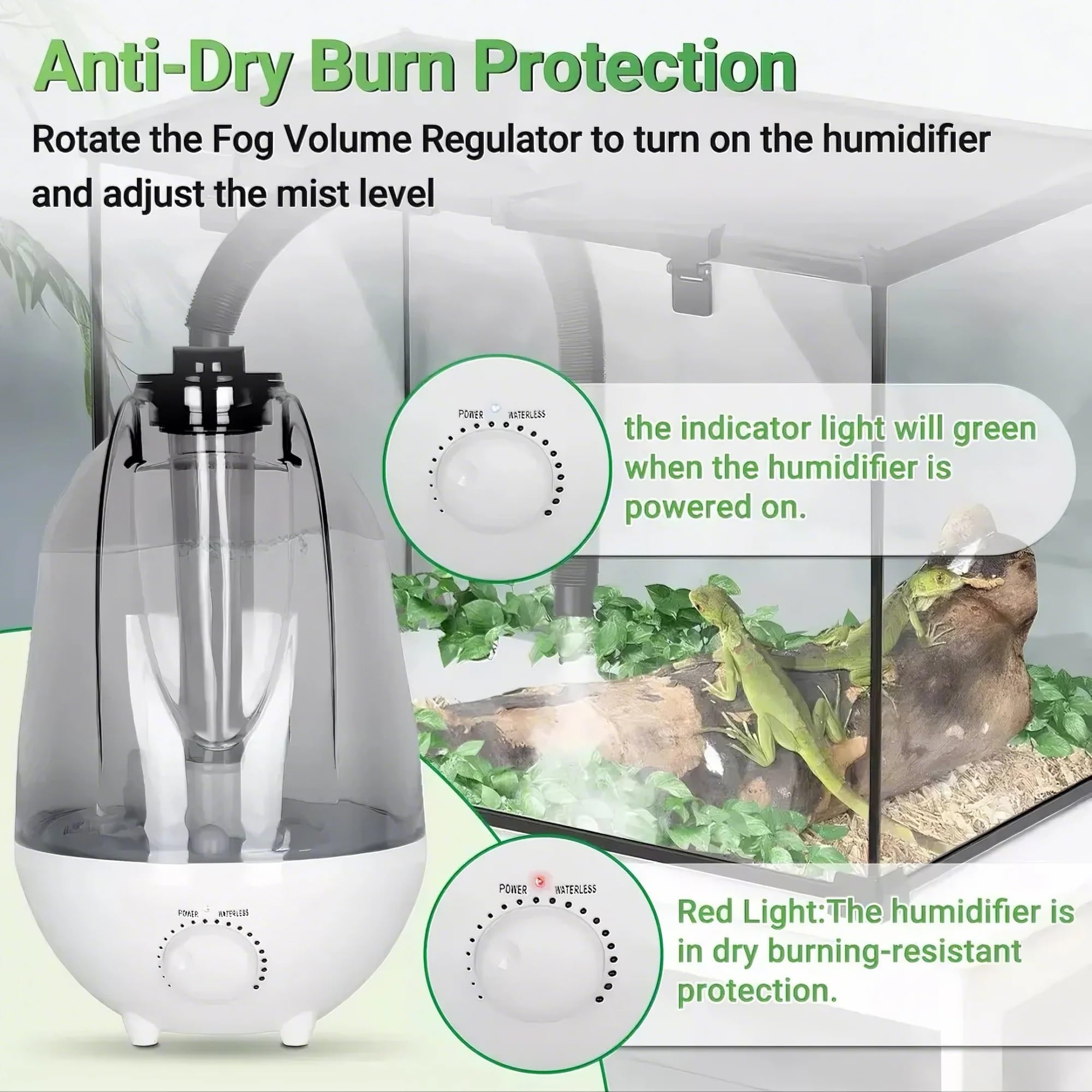 Humidificador para Reptiles, Deshumidificador con Ventilador Húmedo y Control de Humedad, Humidistato para Mascotas IHC-200(Gray)