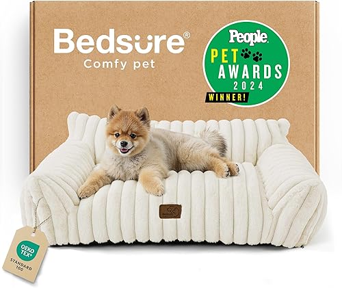Bedsure Lindo sofá para gatos para mascotas, cama mullida para perros de tamaño pequeño y mediano con forro polar de pana suave de alta calidad,