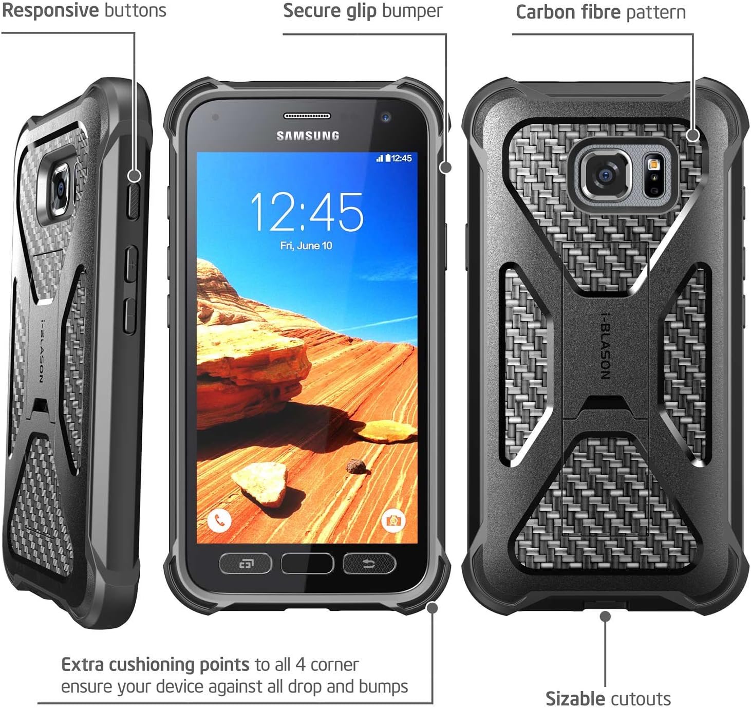 Galaxy S7 Active Case, i-Blason Prime Samsung Galaxy S7 Active 2016 Release Heavy Duty Dual Layer Holster Cover case with Locking Belt Swivel Clip/NOT Compatible with Galaxy S7 (Black)