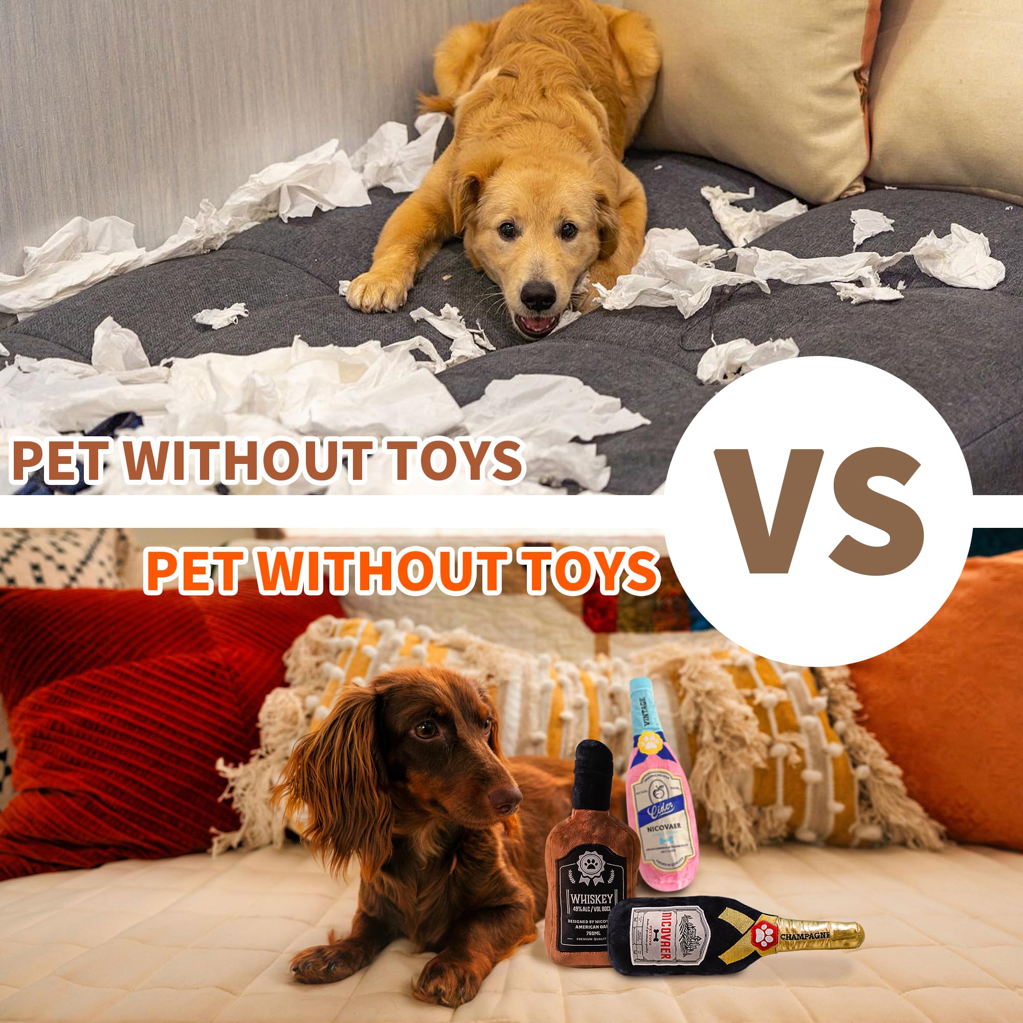Hundespielzeug aus Plüsch, Quietscher, lustig, niedlich, Kralle, 26,9 cm, Braun, 1 Packung mit Rinde, Spielzeug, Whisky, Hundespielzeug, Welpen, Hundegeschenke für Hundegeburtstag