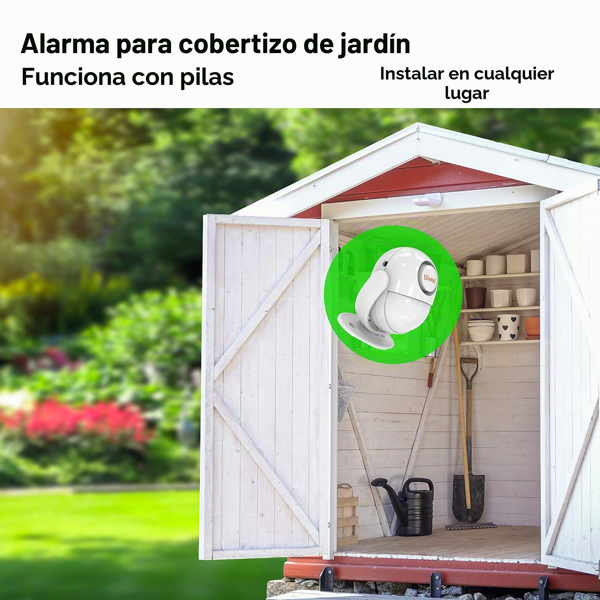 tiiwee A2 Alarma Antirrobo, Sensor de Movimiento PIR, Sirena Potente | 120 dB, Autónomo y sin cuotas mensuales, Mando a distancia con botón SOS