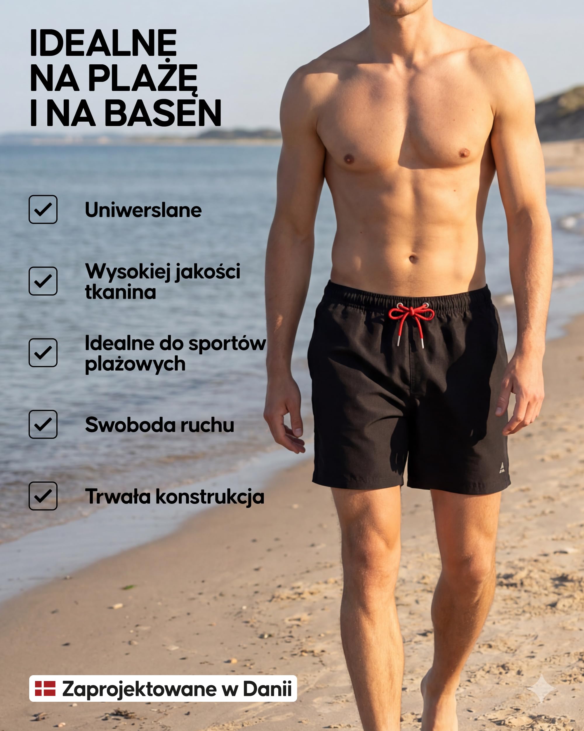 DANISH ENDURANCE Męskie Szorty Kąpielowe, Szybkoschnące, Lekkie Spodenki do Pływania z Siatkową Podszewką