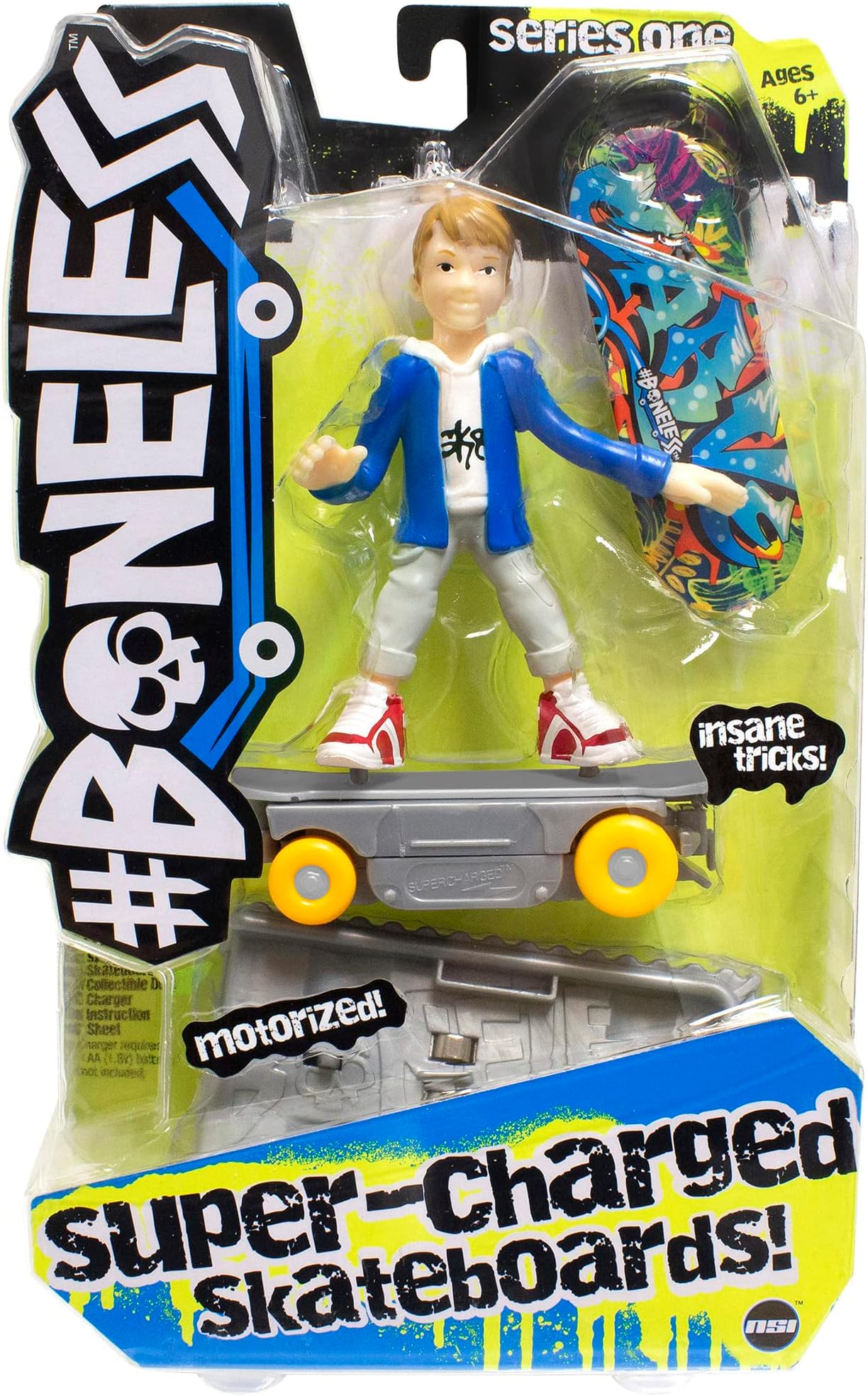 NSI Toys #Boneless Super-Charged Mini Toy Stunt Skateboard with Poseable Skater Action Figure