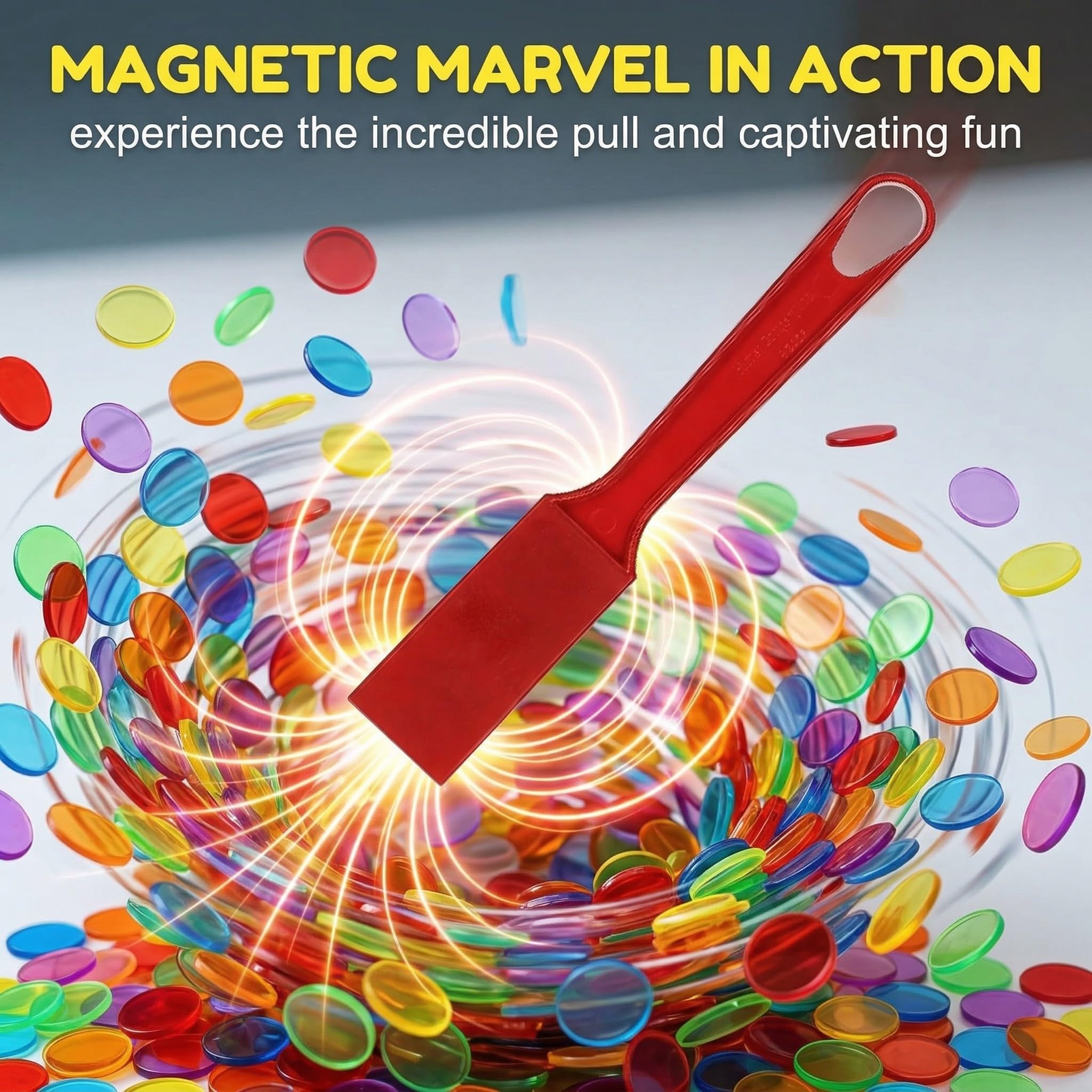 JYXNU pions en plastique transparent,Bâtons De Bingo Magnétiques, Kit de Bingo Magnétique - 1 Bâton Magnétique + 100 Jetons Loto - Jeu Éducatif pour Enfants et Accessoire Pratique de Stockage(Rouge) - 5