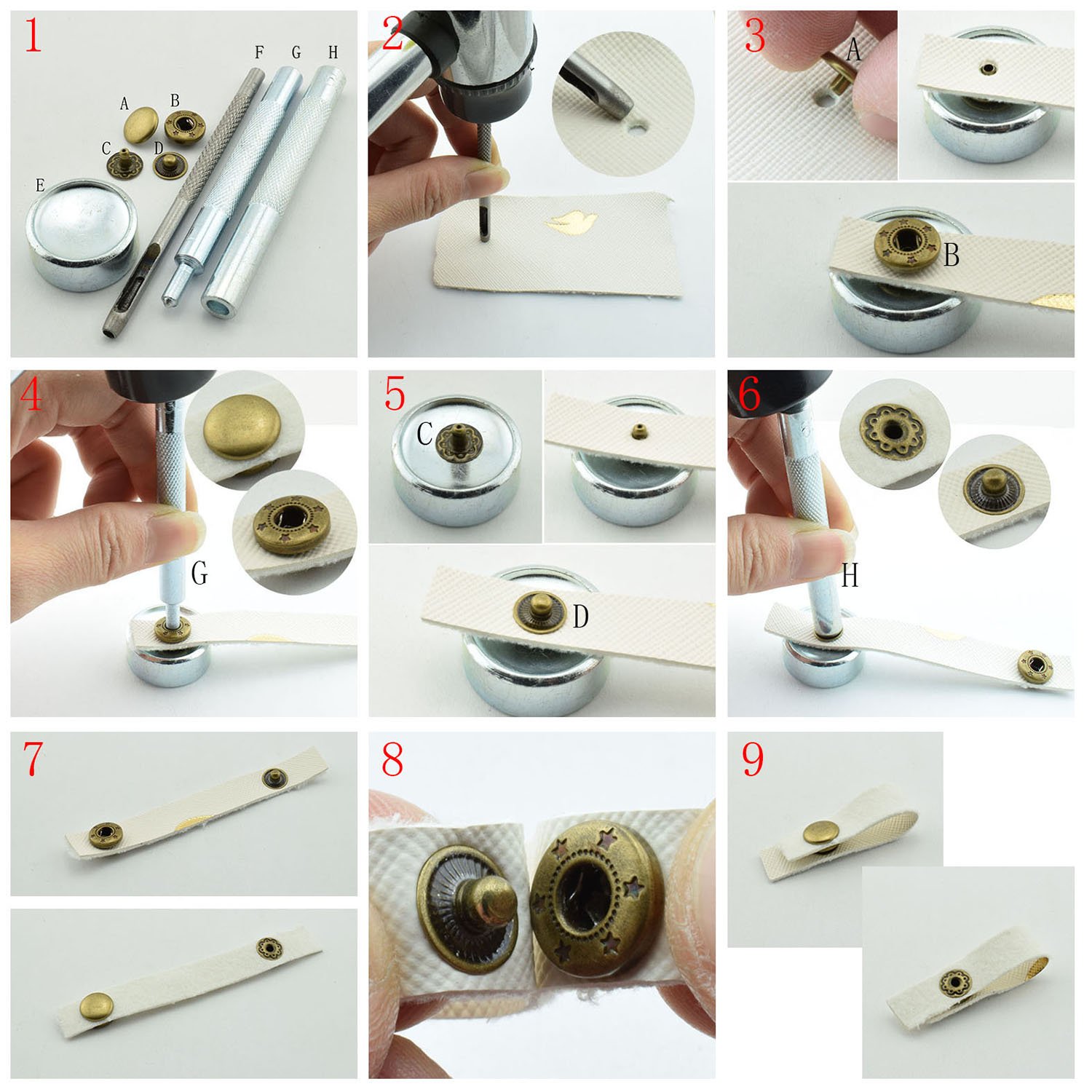 RuiLing 15 Sets 15mm (5/8 inch) Metal Snap Fasteners Press Stud Rounded Sewing Rivet Buttons Clothing Leather Craft DIY Poppers Bronze 1
