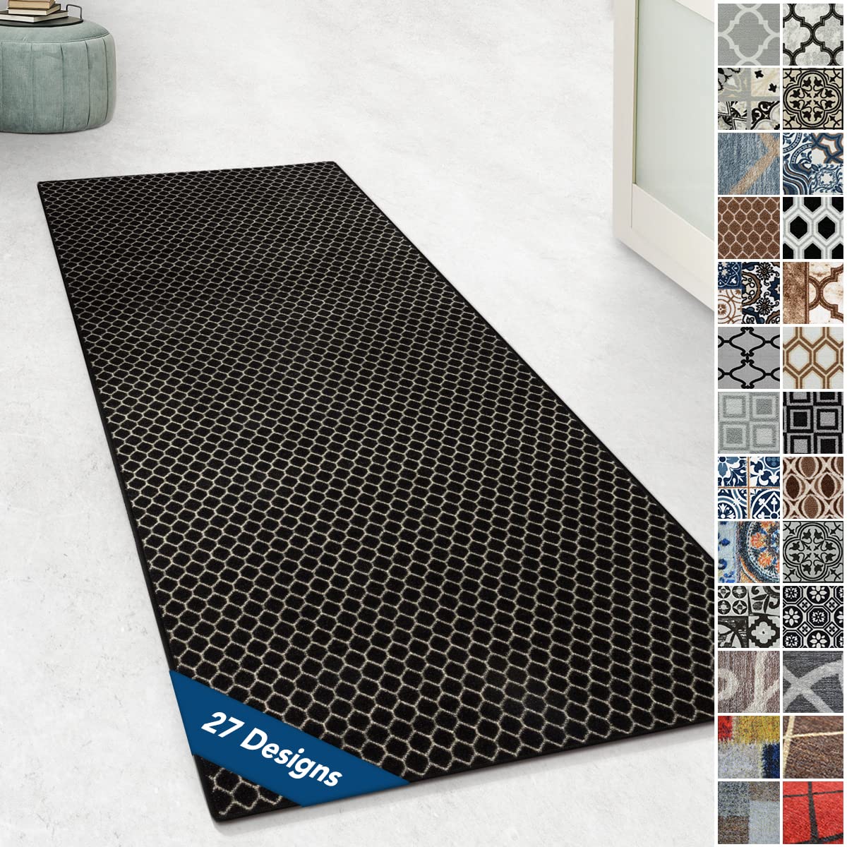 Design Carpet Runner Rug Floor Mat, Non Slip Runner Mat for Kitchen Hallway Living Room Bedroom Vintage Ornament Classic Modern Design (80 x 1000 cm, Dundalk) — image 1