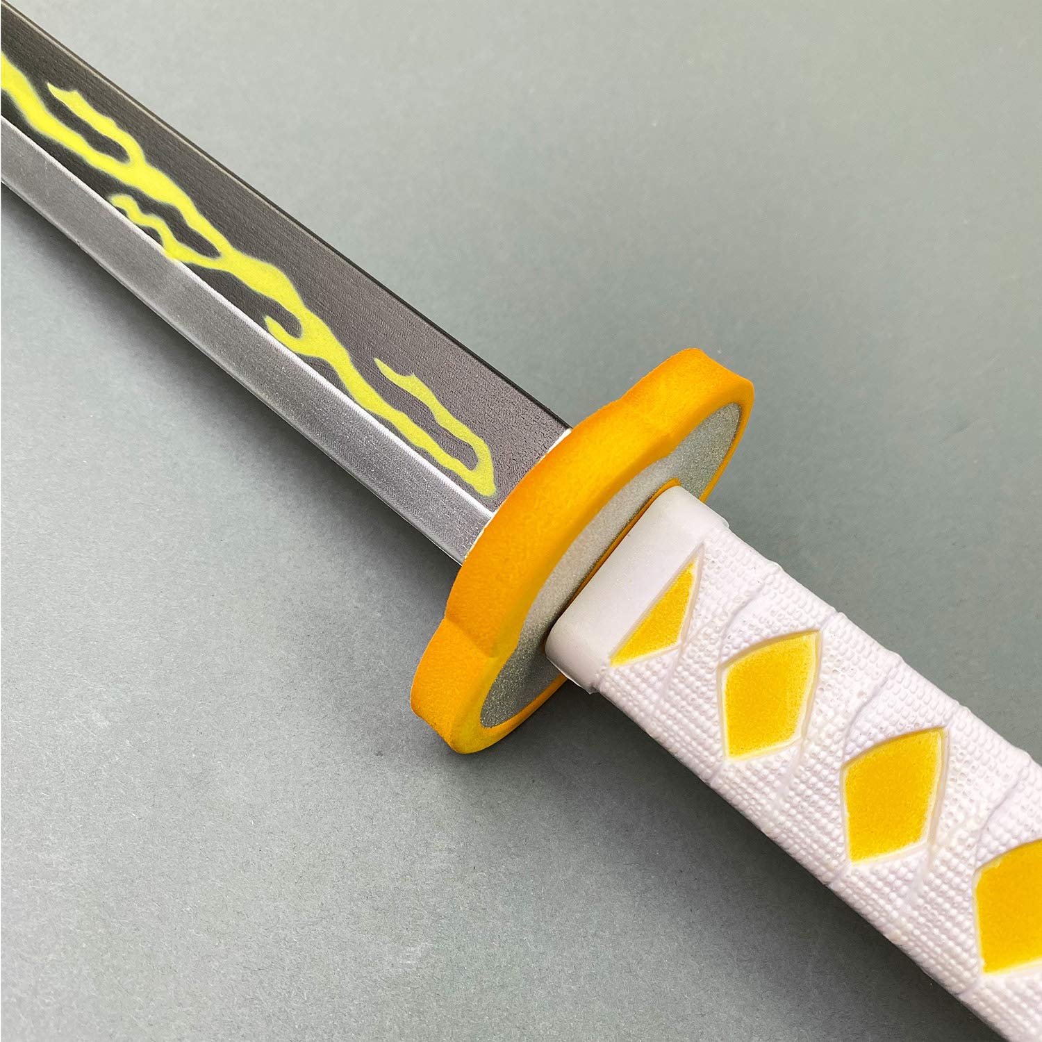 Fantasy Slayer Foam Sword Lighting Foam Katana Props Replica. for Collections, Gifts, Cosplay for Anime Shows White-Yellow