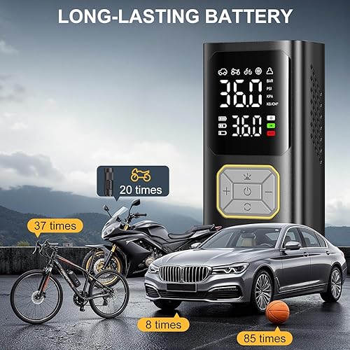 Miniatura 2 de Compresor de aire portátil para inflador de neumáticos, bomba de aire rápida de 150 PSI para neumáticos de automóvil, motocicleta sin cable, bomba