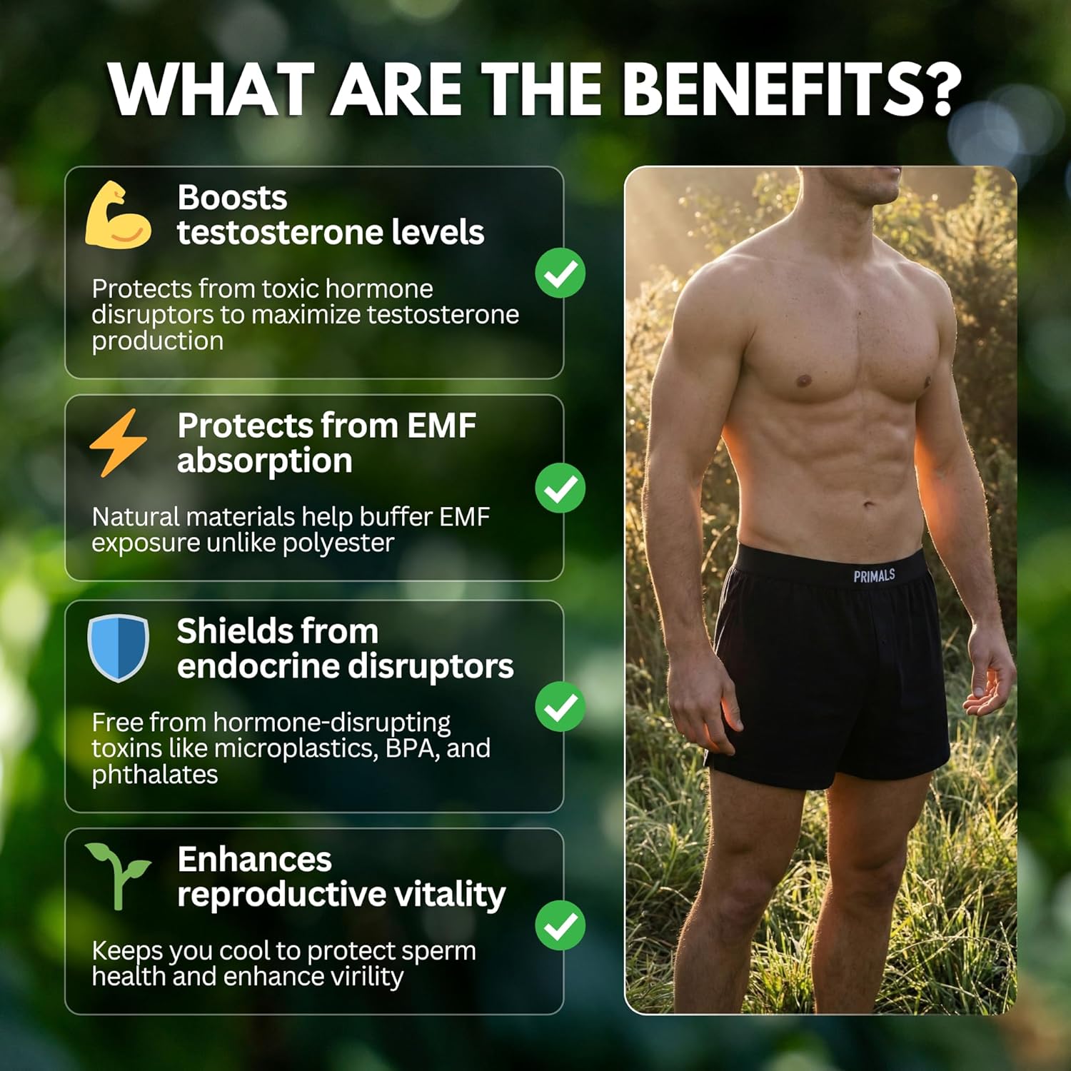 PRIMALS 100% Organic Cotton Boxers - Improves Testosterone & Fertility - Soft & Breathable - Midnight Black (3 Pack) - Image 5