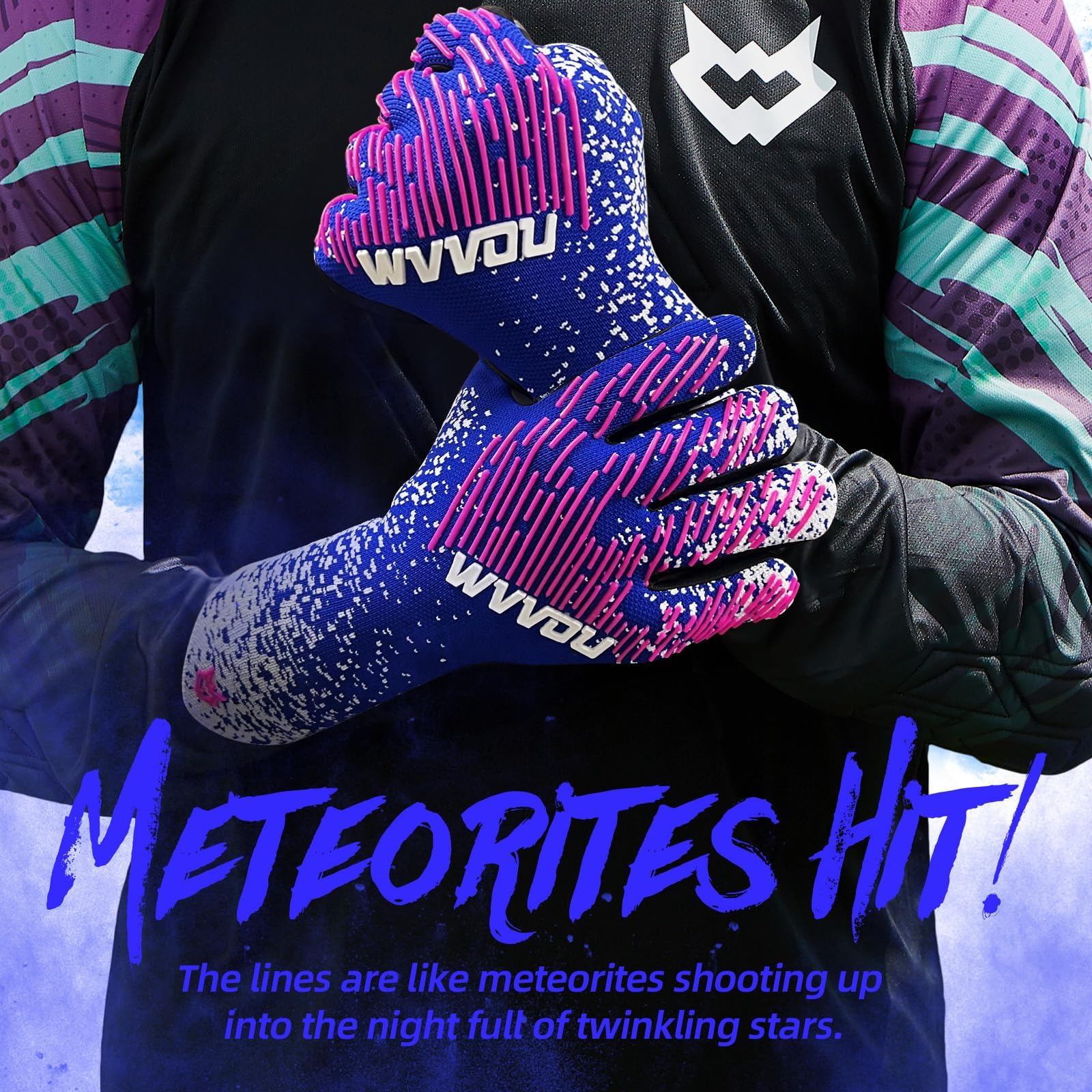 WVVOU Gants de Gardien de But, Gants de Gardien de But Hommes, Gants de Gardien de But Enfants Adolescents, Gants de Football, 4+3mm Latex Super Grip pour Les Plus durs