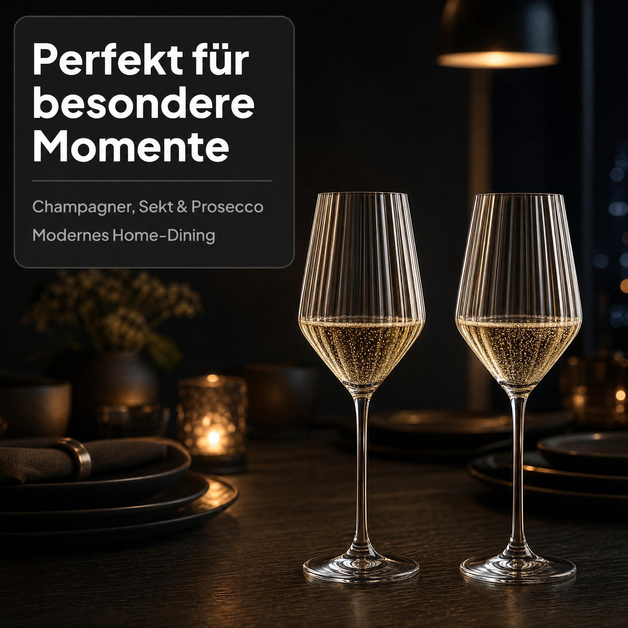 DPL Spiegelau LifeStyle Sektgläser 4er Set, 310 ml | Champagner Gläser aus Kristallglas, spülmaschinenfest, Moussierpunkt für feine Perlage, diamantförmiger Kelch