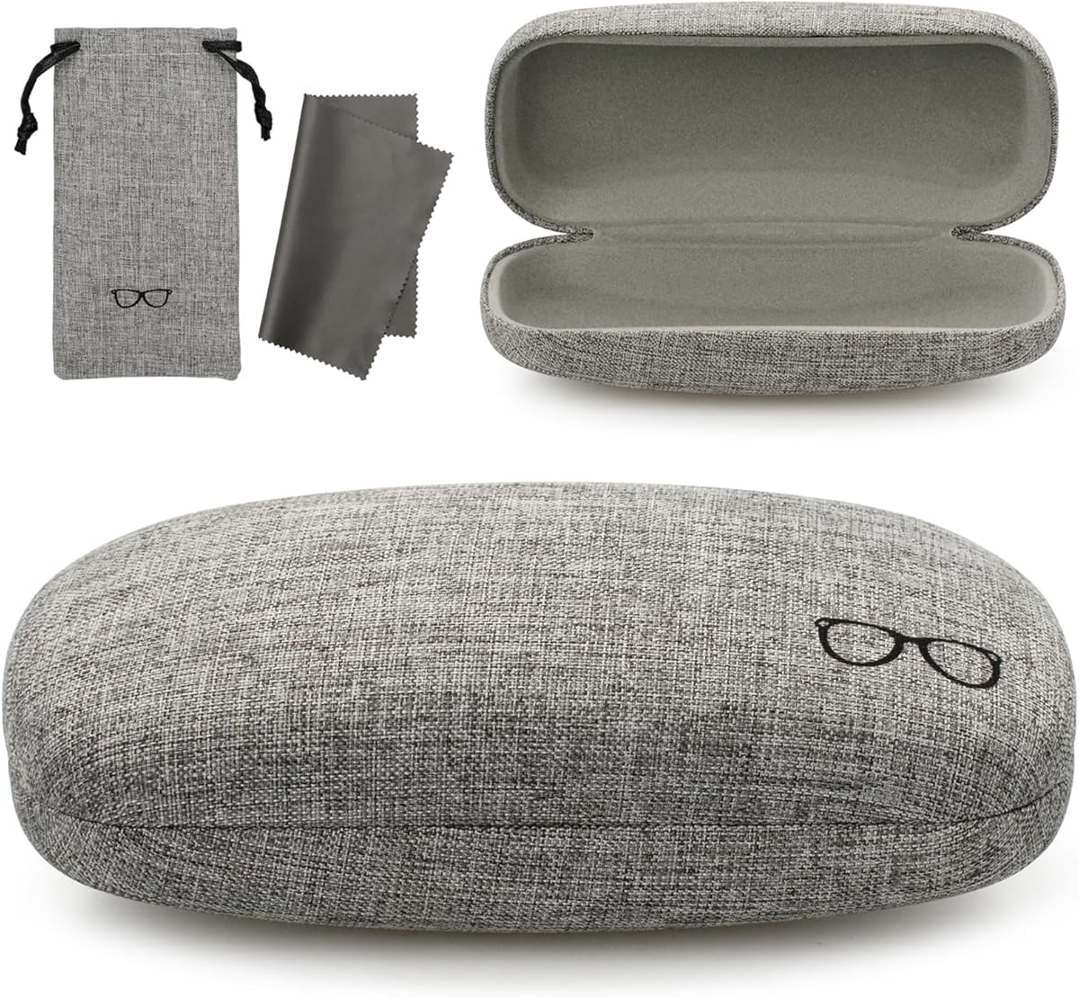 Vemiss Hard Shell Eyeglasses Cases, Linen Fabrics Protector Sunglasses Case, Large Glasses Case