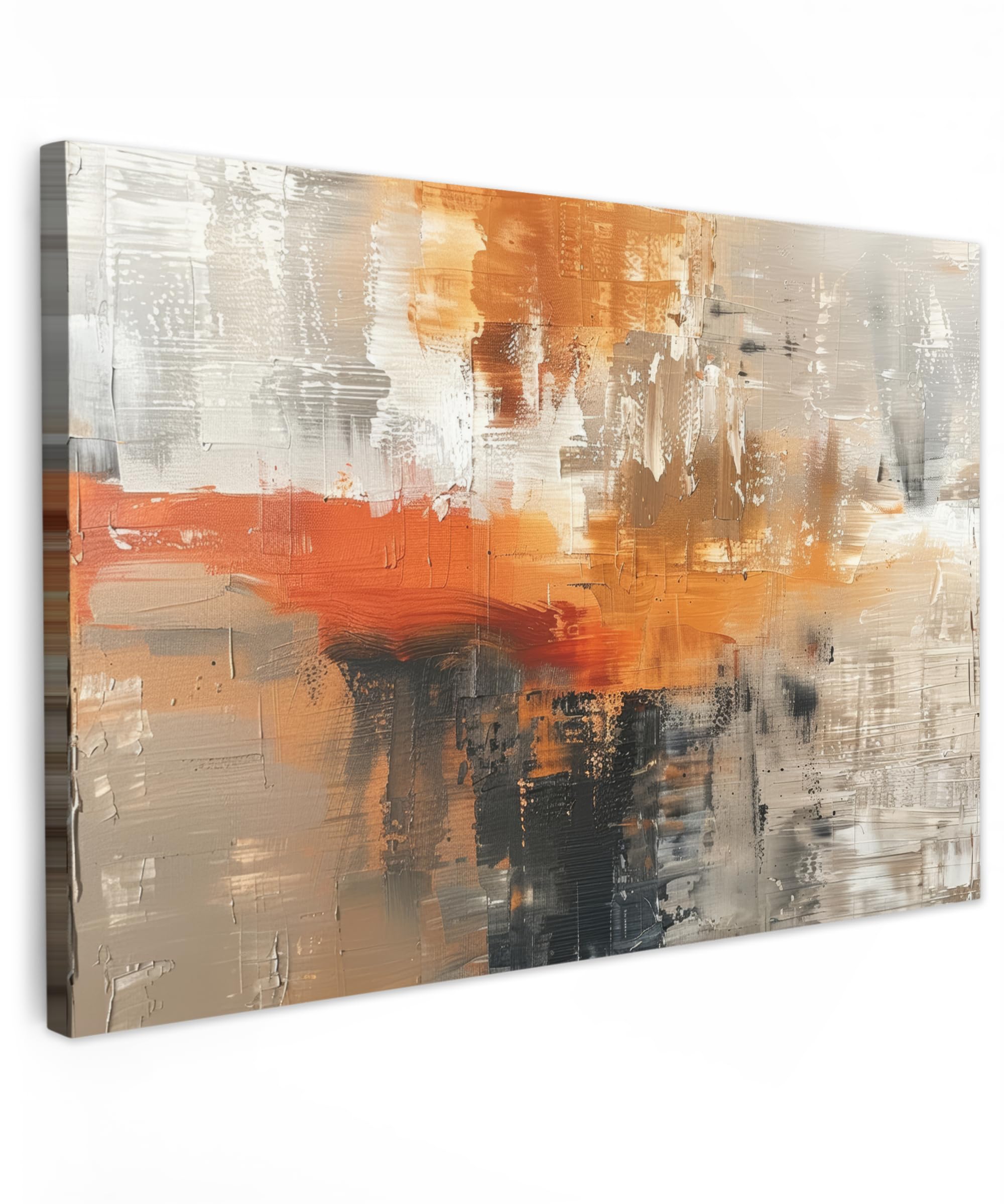 MuchoWow© Canvas Wall Art 35"x24" / 90x60 cm Decor Hanging Pictures for Living Room Canvus Artwork Deco Walls Modern art - Abstract - Gold - Grey