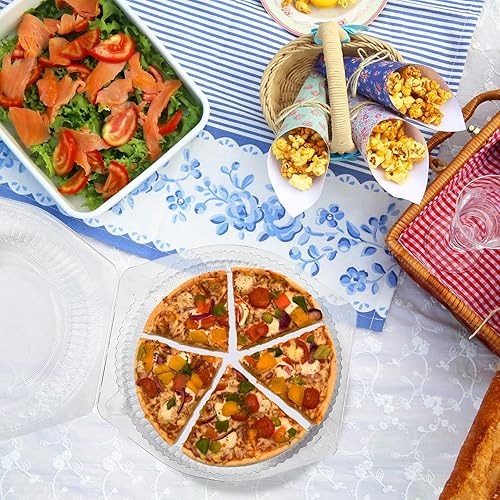 Miniatura 7 de 100 recipientes desechables de plástico de 9 pulgadas para tartas con tapas de bloqueo con bisagras, recipientes transparentes para flan con tapas,