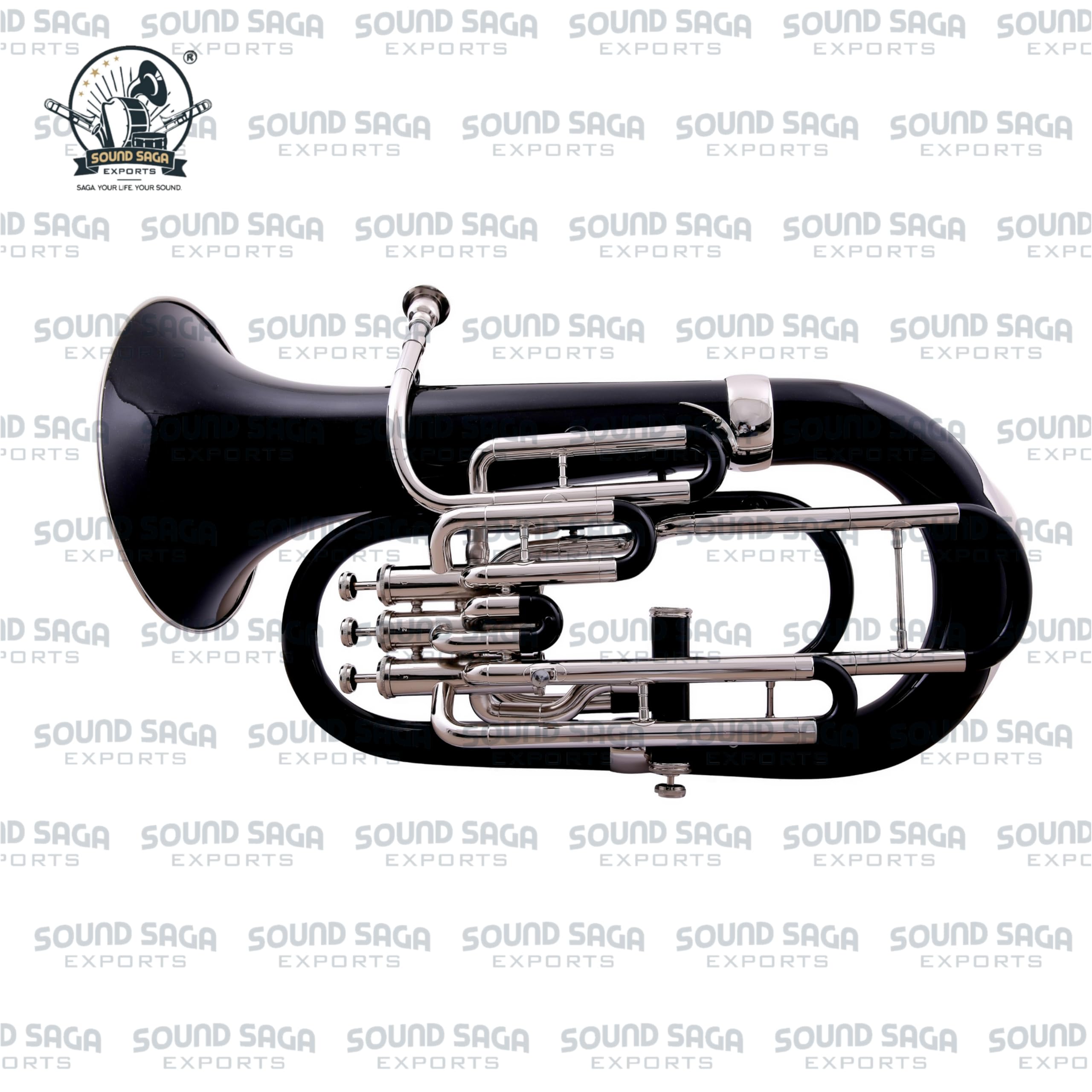 Bb - Instrumento musical de latón de 4 válvulas con boquilla y funda de transporte dura, instrumento de viento de latón, para estudiantes, principiantes e intermedios, banda escolar, orquesta y banda