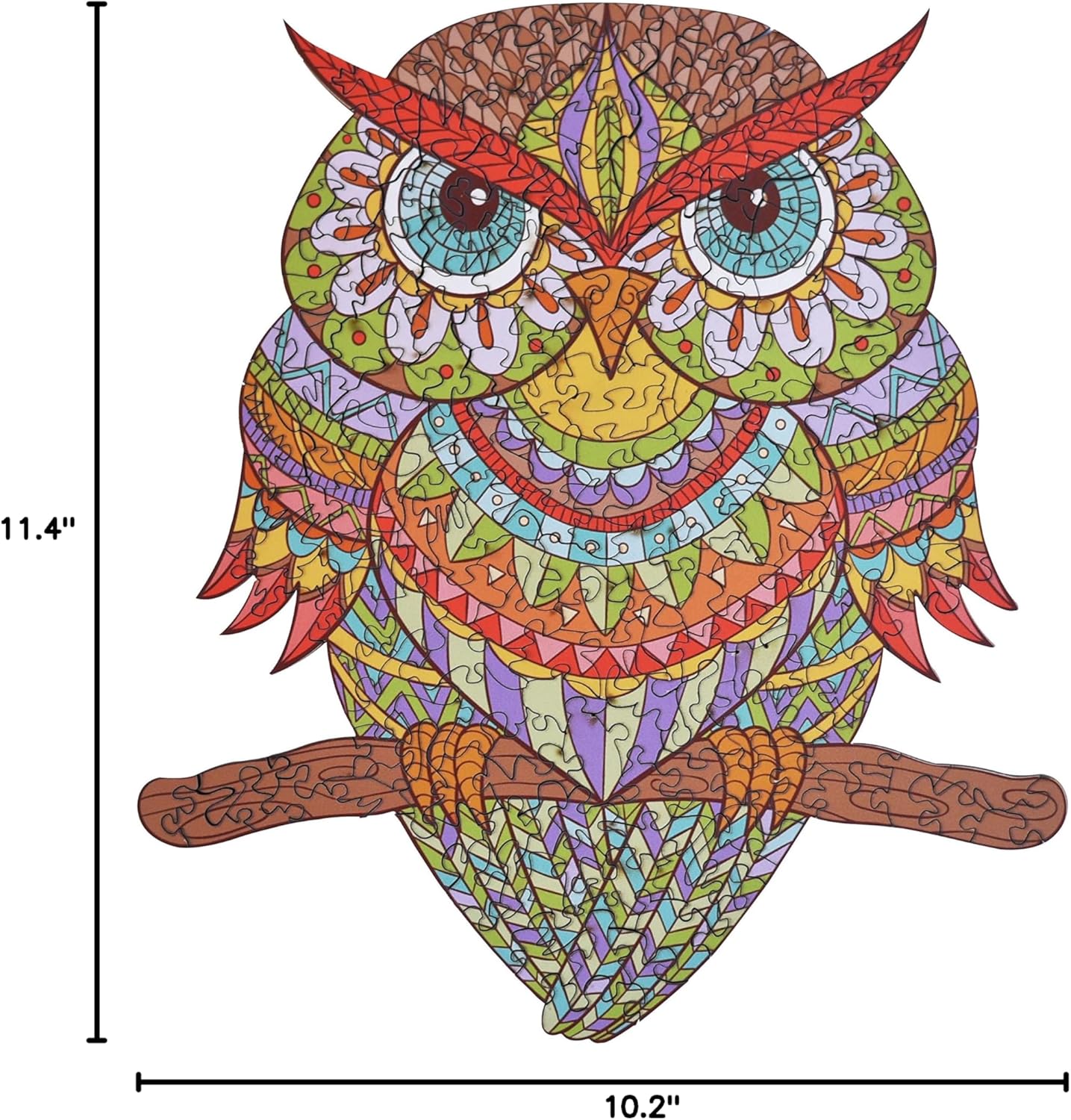 HARTMAZE Wooden Jigsaw Puzzles Colorful Owl HM-04 Small Bird Puzzle 206 Unique Shape Jigsaw Pieces-Beautiful Animal for Adults and 8 Years Age up Teens- Best for Family Game Play Collection.