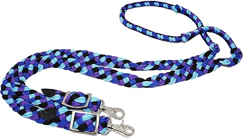 CHALLENGER Caballo occidental 8' largo nylon trenzado anudada barril cuerda riendas tachuela 607510