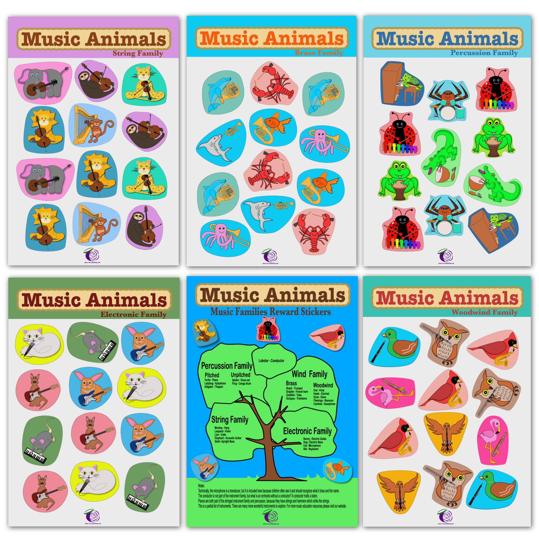 Plum Rose Music Animals Sticker Book - (250 stickers/25 Pages) Sticker Books for Kids 2-4 with Music Families and Cute Animals - Teacher Reward