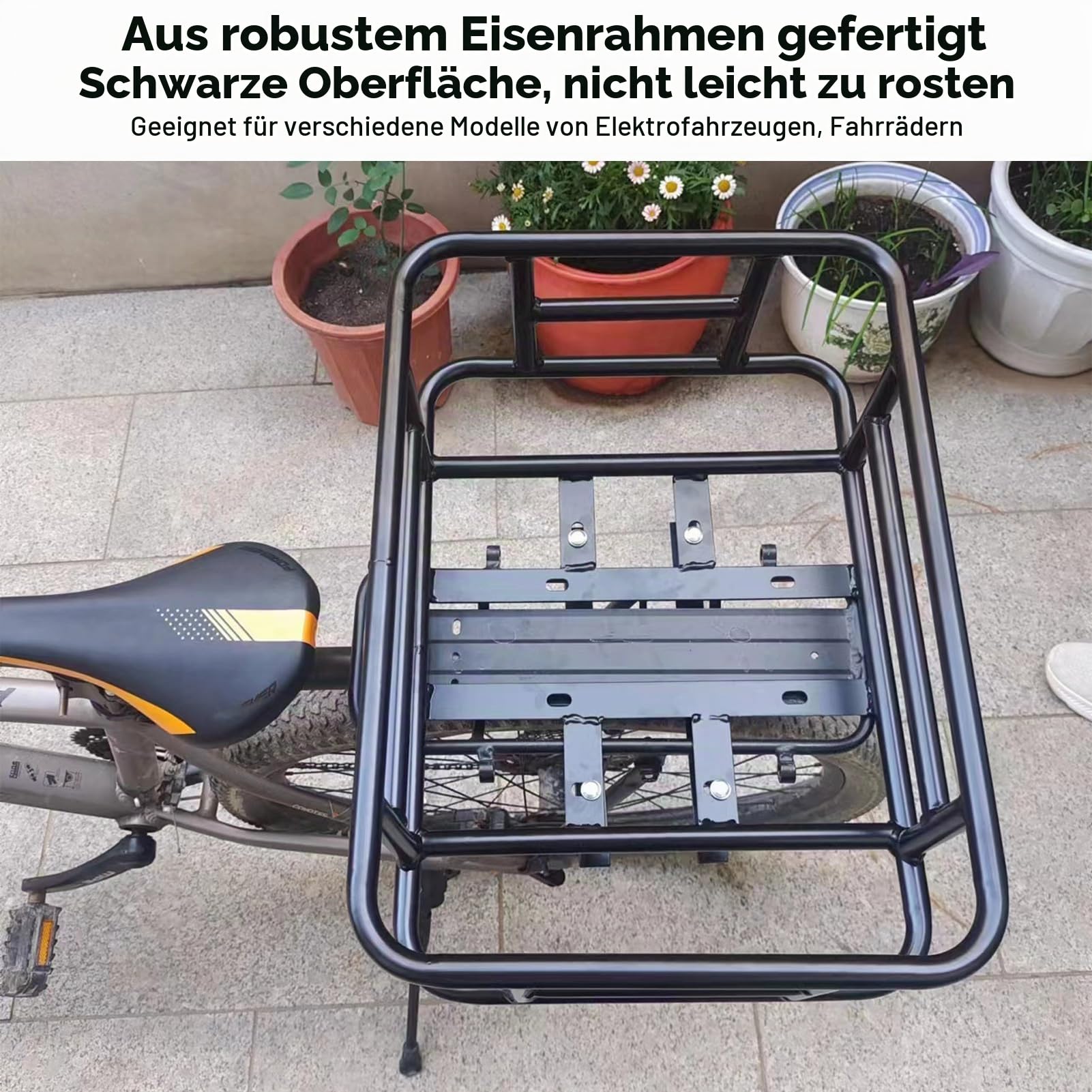 Socobeta Großer, Wasserdichter, Rostfreier Eisen-Fahrradkorb Hinten, Universelles Fahrrad-Rückenaufbewahrungszubehör für den Transport von Fracht