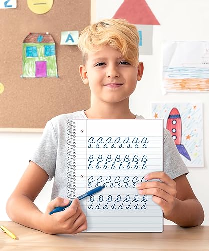 Miniatura 8 de Dunwell Cuaderno de espiral de rayas anchas, rojo, 100 hojas (200 páginas) de 8 x 10.5 pulgadas, cuaderno de reglas anchas para niños, cubierta de