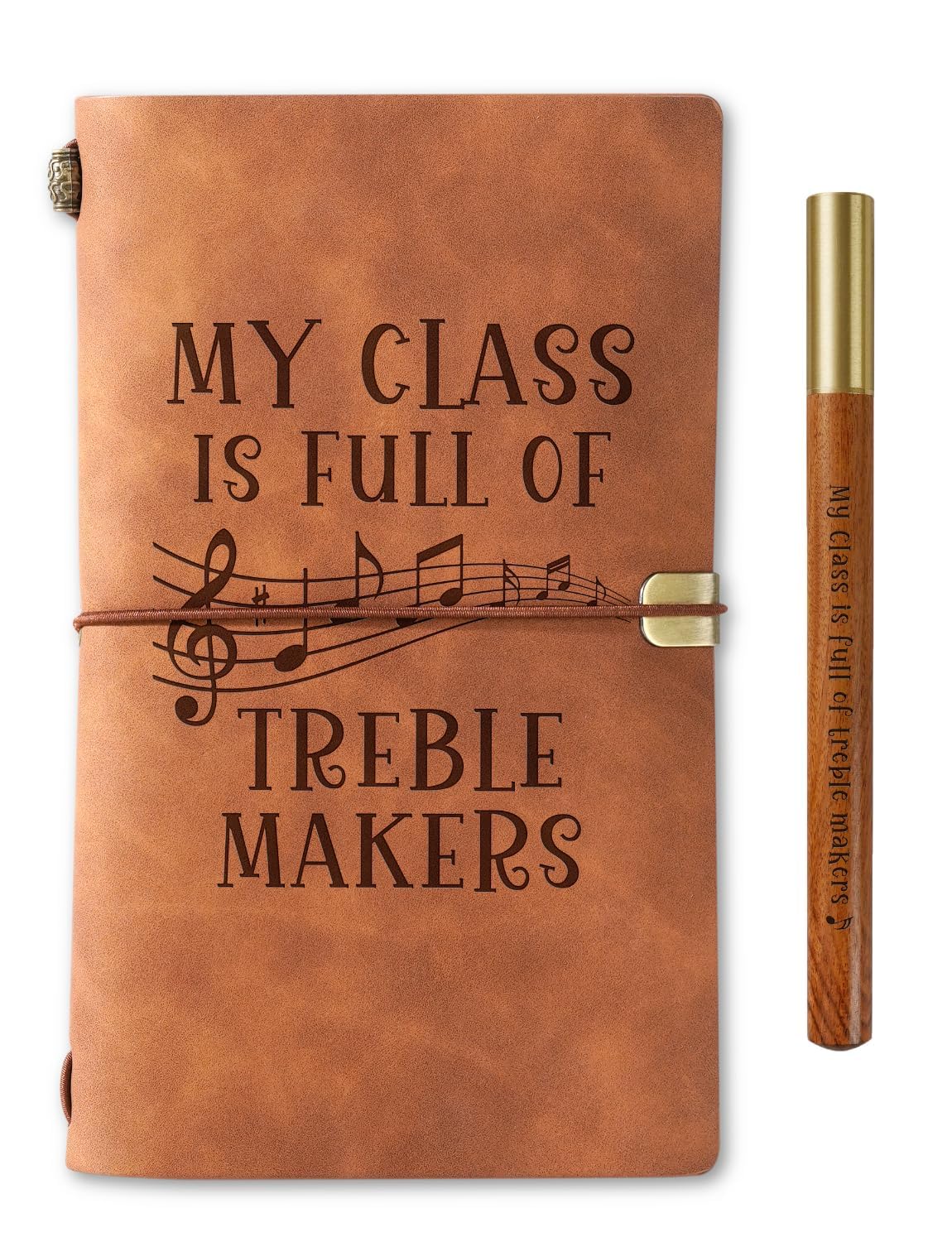 InnoBeta Music Teacher Gifts, Leather Journal Notebook with Pen 7x5 Inches for Piano, Guitar, Violin Teacher, Director for Teacher Appreciation Day,