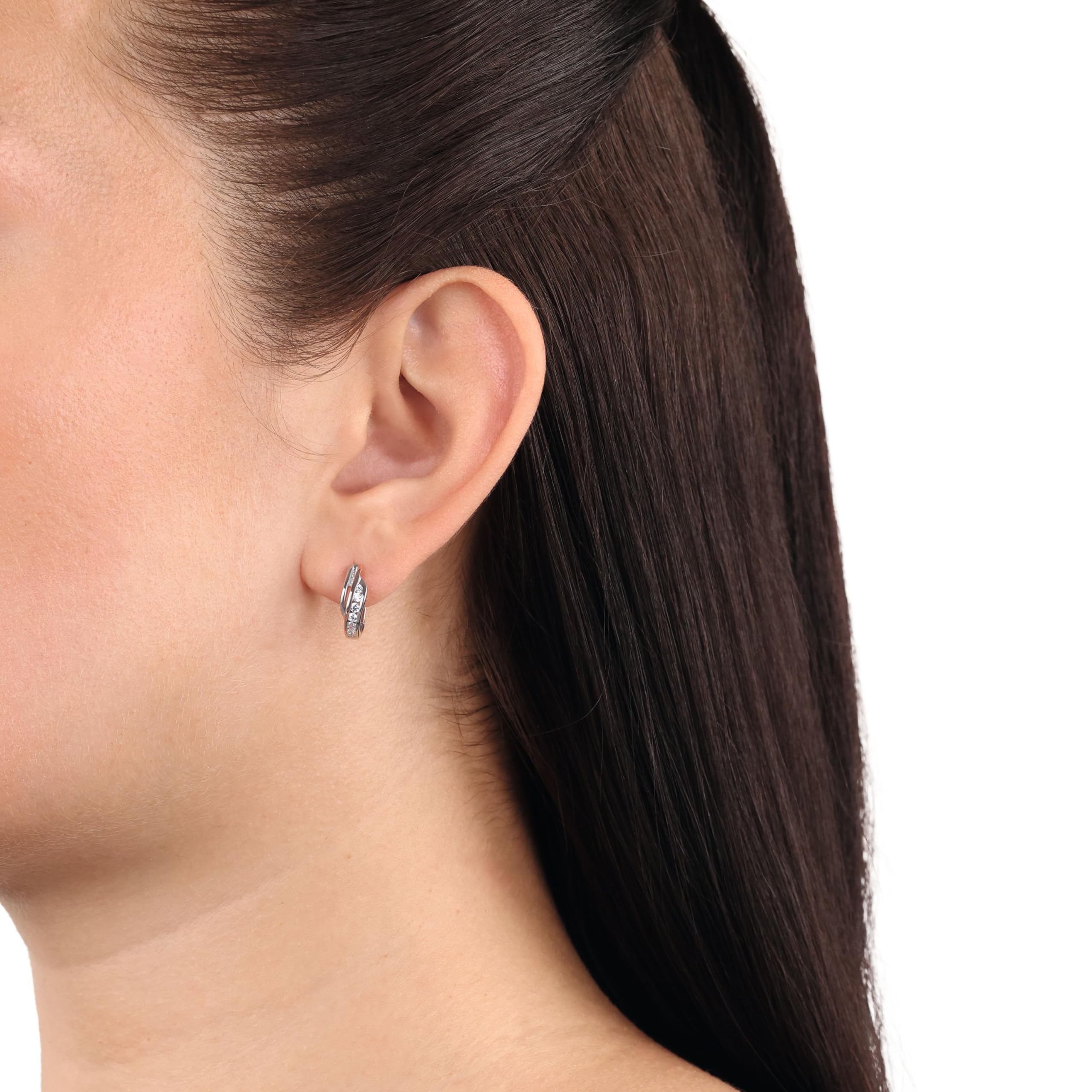 Amor Creolen 925 Sterling Silber Damen Ohrschmuck, mit Zirkonia synth., Kommt in Schmuck Geschenk Box