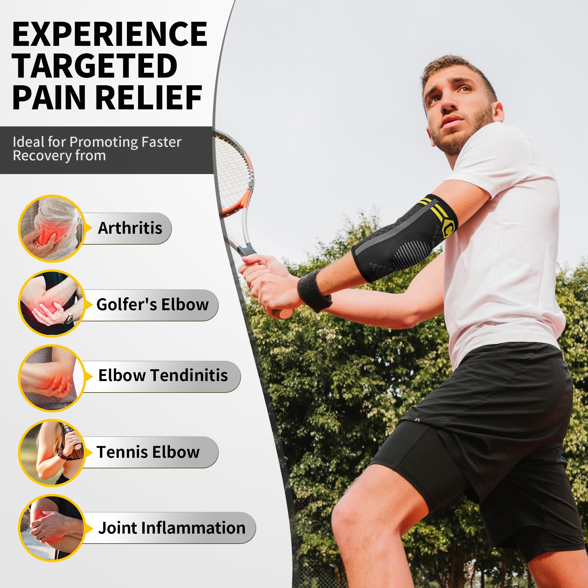 CAMBIVO Tutore Epicondilite Gomito x2 con Cuscinetto in Gel e Doppio Stabilizzatore, Gomitiera per Epicondilite, Gomitiere Palestra Fascia per Gomito del Tennista, Tendinite, Pallavolo, Powerlifting