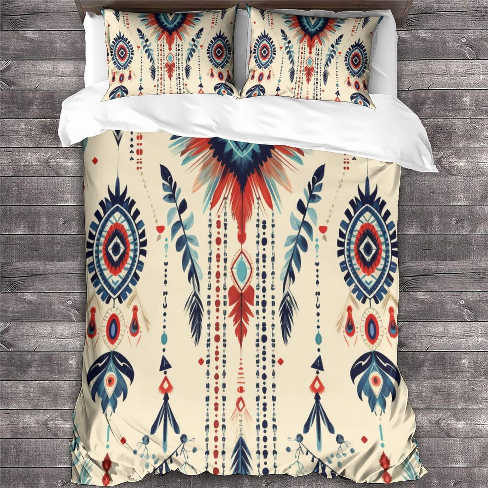 Bohemian Texture Duvet Cover Comforter Covers for Boys Girls Quilt Cover 3D Printed Colourful Dreamcatcher Soft Microfiber Bedding Set with Pillow Cases with Zipper Closure 3 Pieces King（220x240cm）