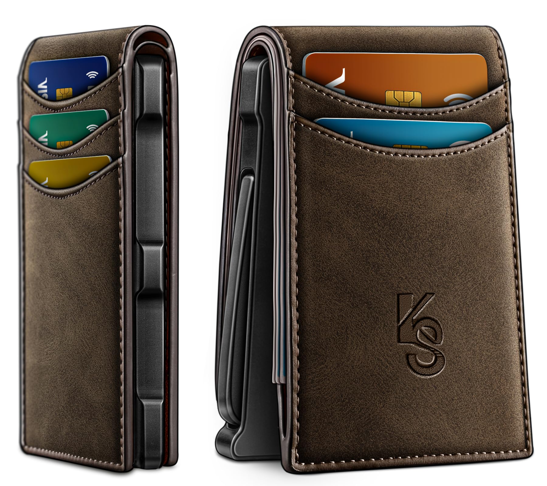 KEMISANT Men Wallet,Slim Wallet Card Case With Magnetic Billfold Flip,Pop-up Access for 12Cards RFID Blocking