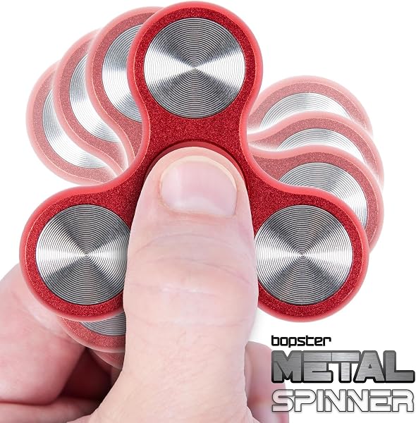 bopster Spinner in metallo, spinner portatile tri-fidget per bambini e adulti, 4+ minuti di tempo di filatura, 73 g, giocattolo da scrivania liscio per la gestione dello stress, la concentrazione - 4