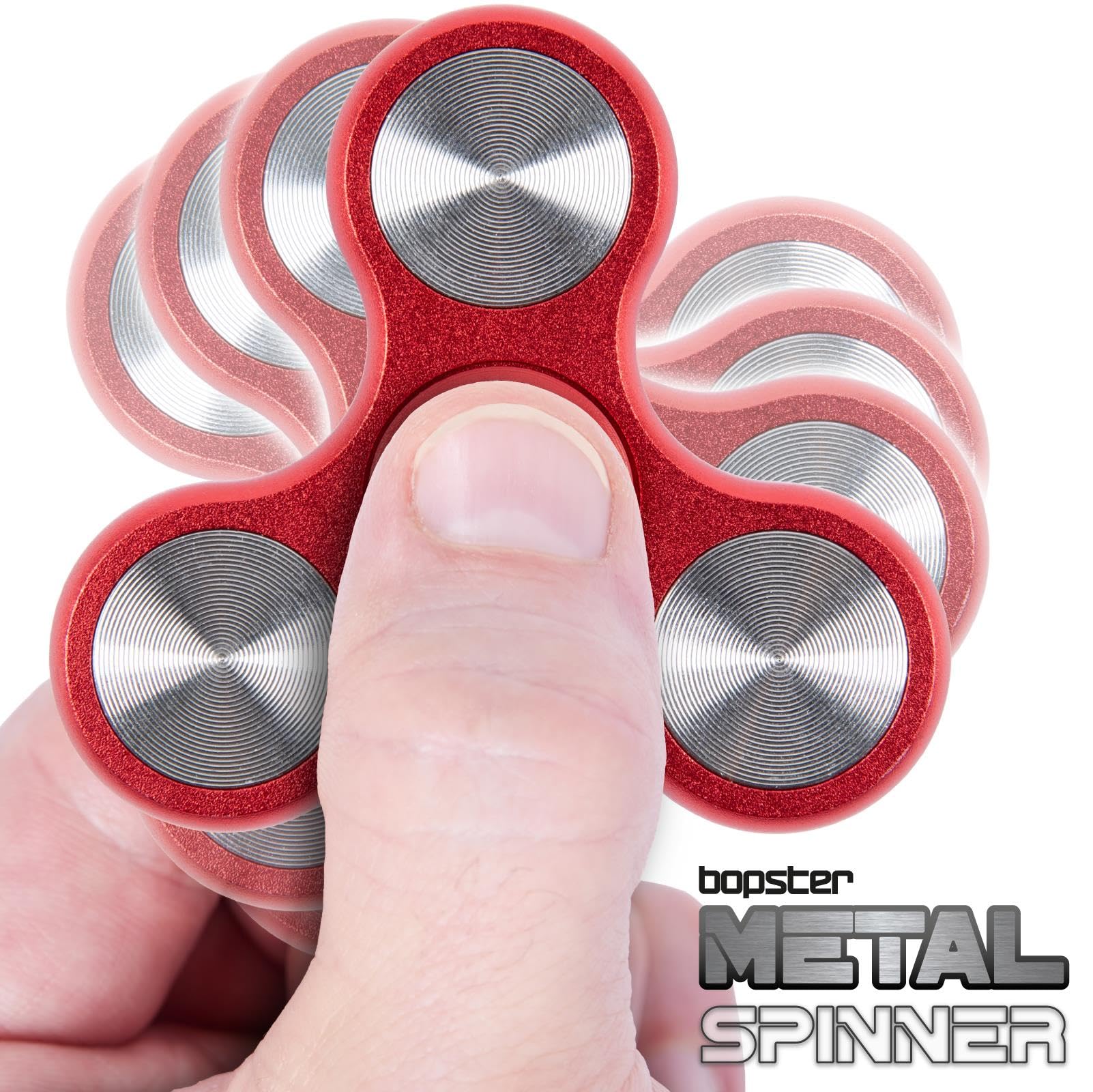 bopster Spinner in metallo, spinner portatile tri-fidget per bambini e adulti, 4+ minuti di tempo di filatura, 73 g, giocattolo da scrivania liscio per la gestione dello stress, la concentrazione - 5