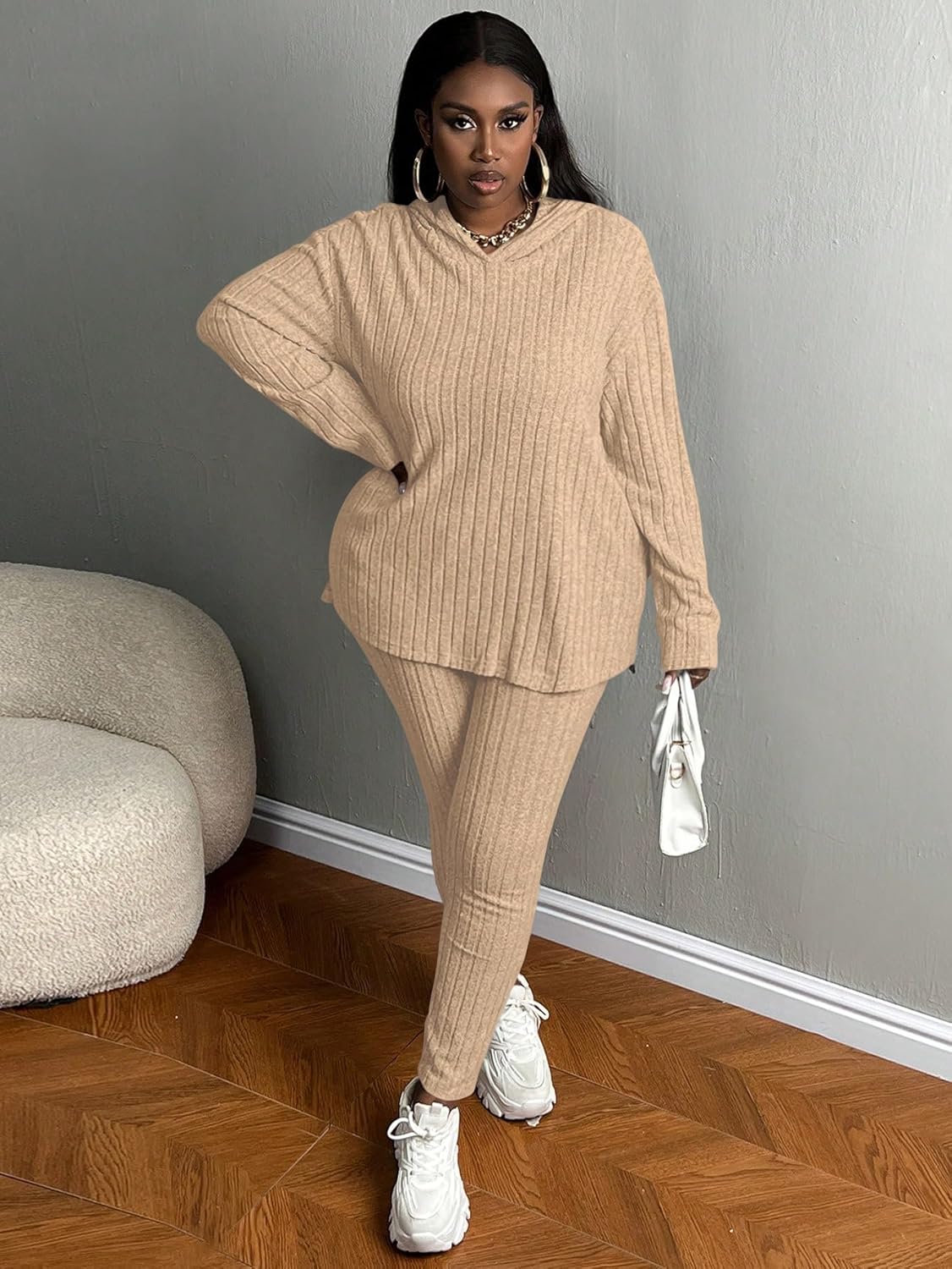 Women's Plus Size Two Piece Outfits Sweatsuits Sets Long Sleeve Hoodies Tracksuit Lounge Sets - Image 5