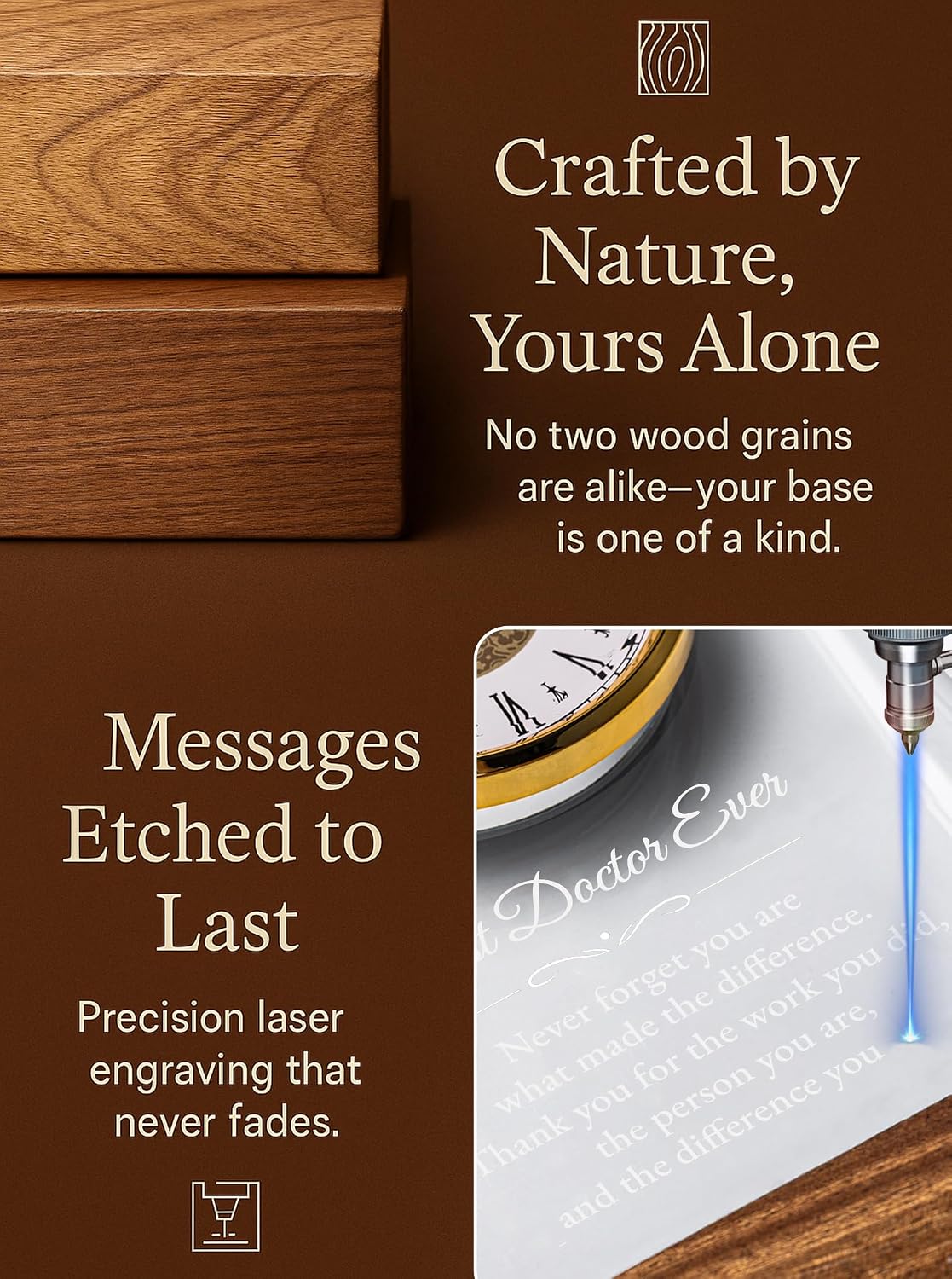 Doctor Appreciation Clock Gift for Men, Women - Best Doctor Ever Glass Plaque with LED Wooden Base - Thank You Gifts for Doctors Day Birthday, Retirement, Christmas (Battery Not Included)