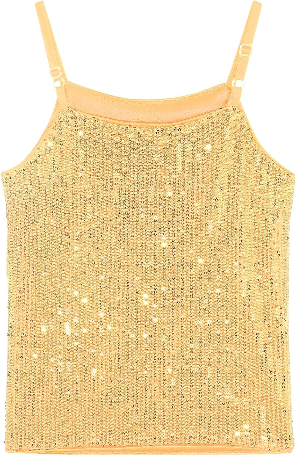 Noomelfish Girls Camisole Sequin Tank Tops Sparkly Glitter Cami Dance Sleeveless Shirt (5-12 Years) - Image 2
