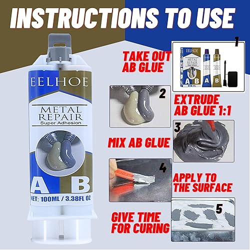 Miniatura 4 de Pegamento de metal, pegamento de reparación de metal fundido (A+B), pegamento resistente al calor de alta temperatura para metal, adhesivo de metal