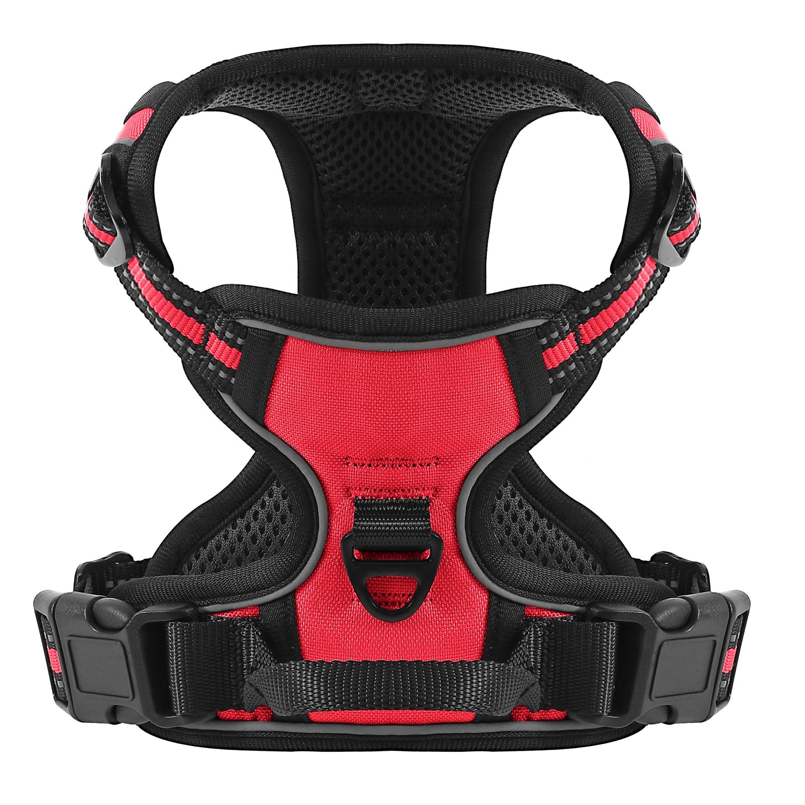 COMSLE Pettorina Cane Taglia Grande Media Piccola, Pettorina per Cani Anti Tiro Riflettente, Imbracatura Regolabile Cani con 2 Ganci in Metallo per Addestramento Corsa (Rosso, XL)