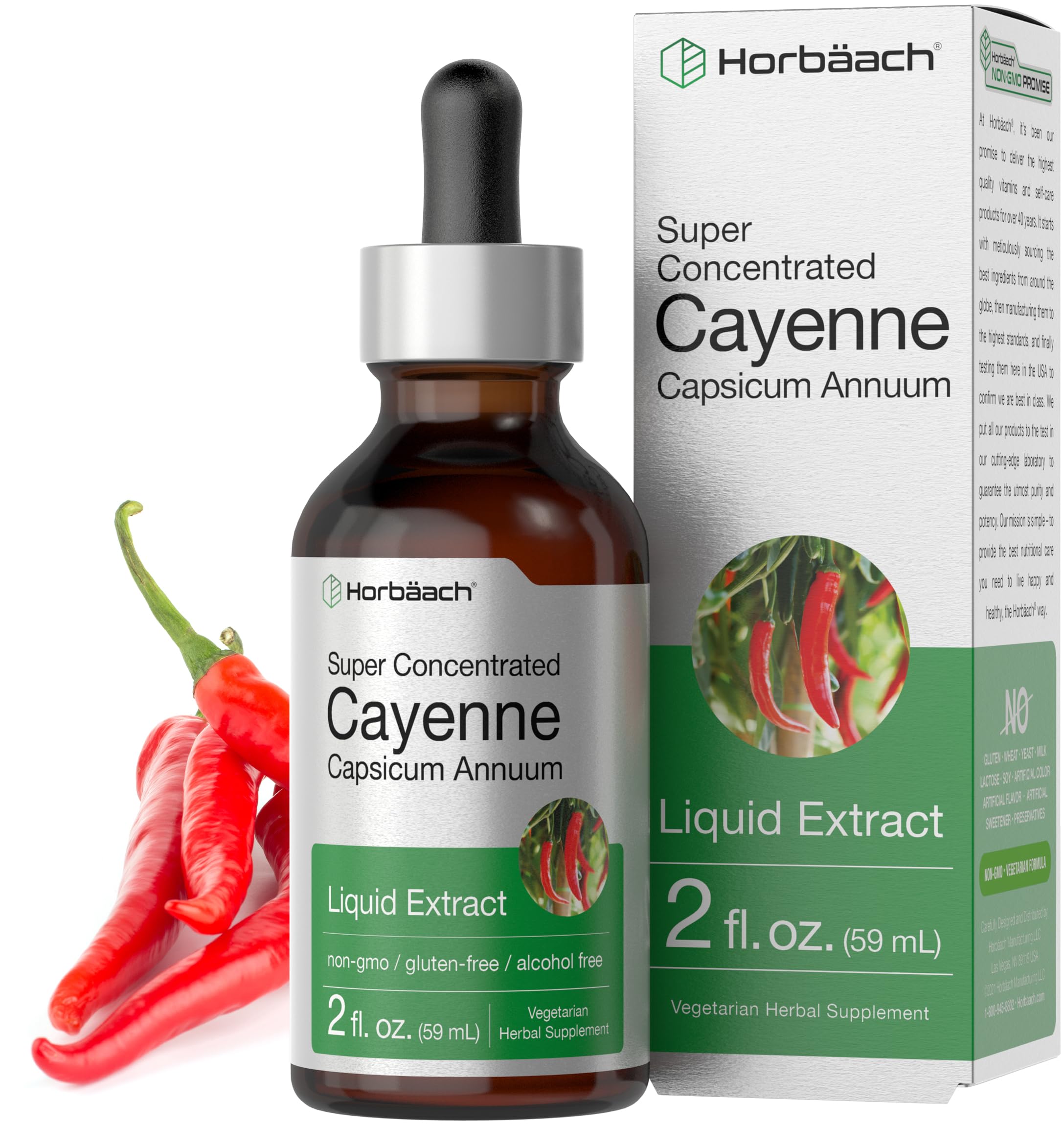 Horbaach Cayenne Pepper Drops | 2 fl oz | Liquid Extract Supplement