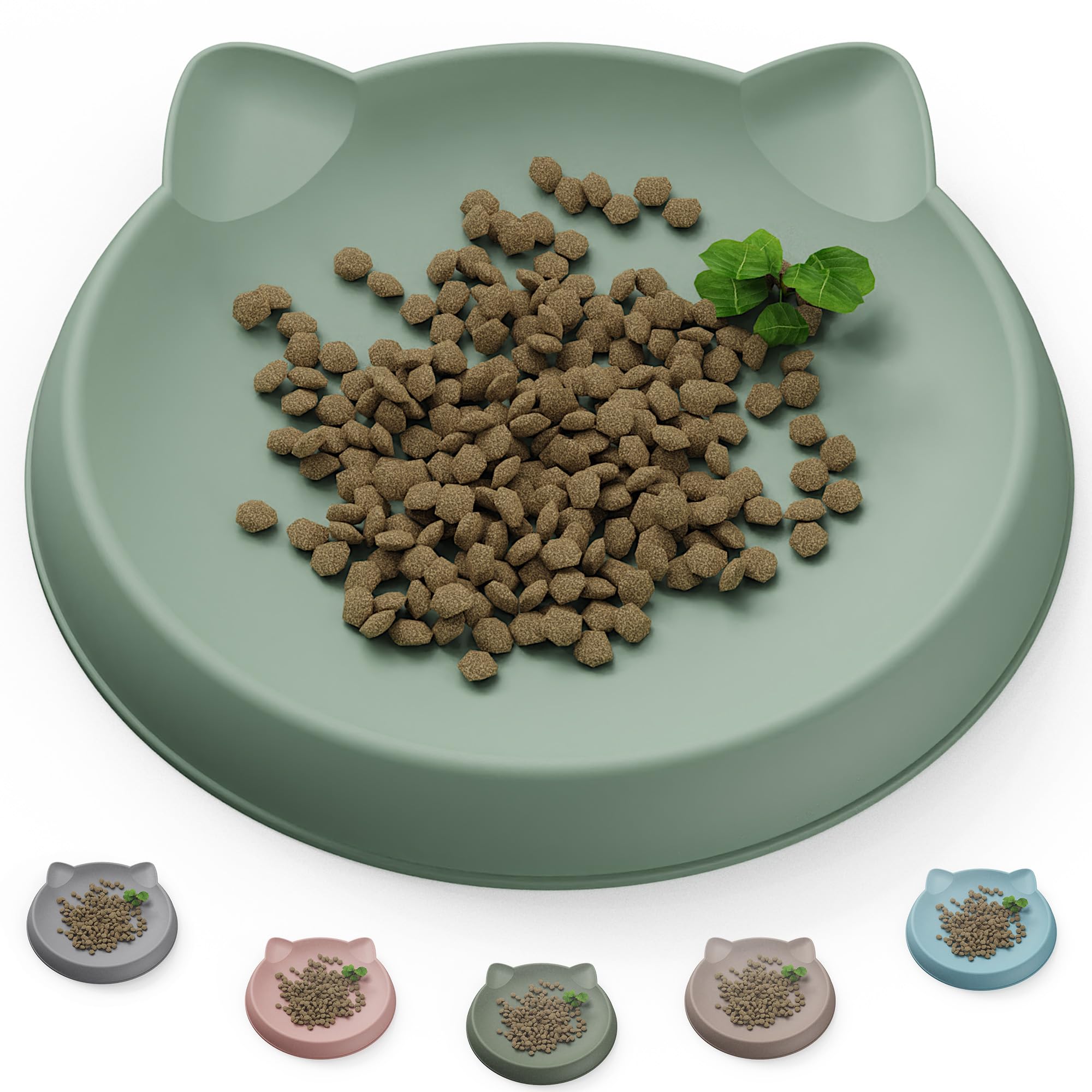 Katzennapf Aus Silikon – Flach & Breit, Schnurrbartfreundlich, Rutschfest, 2 Stück In Hellgrün