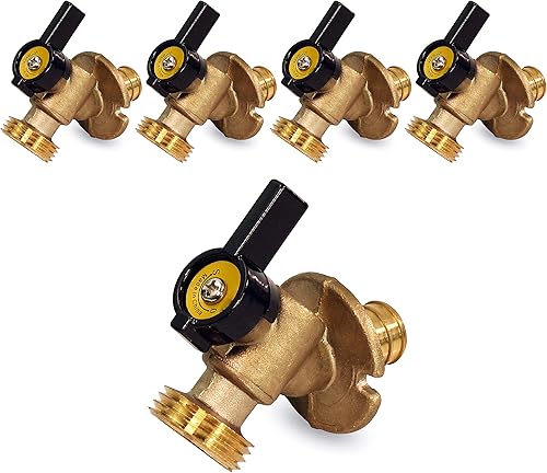 Midline Valve 69564Q-5 Sillcock Bibb de cuarto de vuelta 3/4, latón fundido (paquete de 5), entrada Pex de 3/4 pulgadas x 3/4 pulgadas salida de
