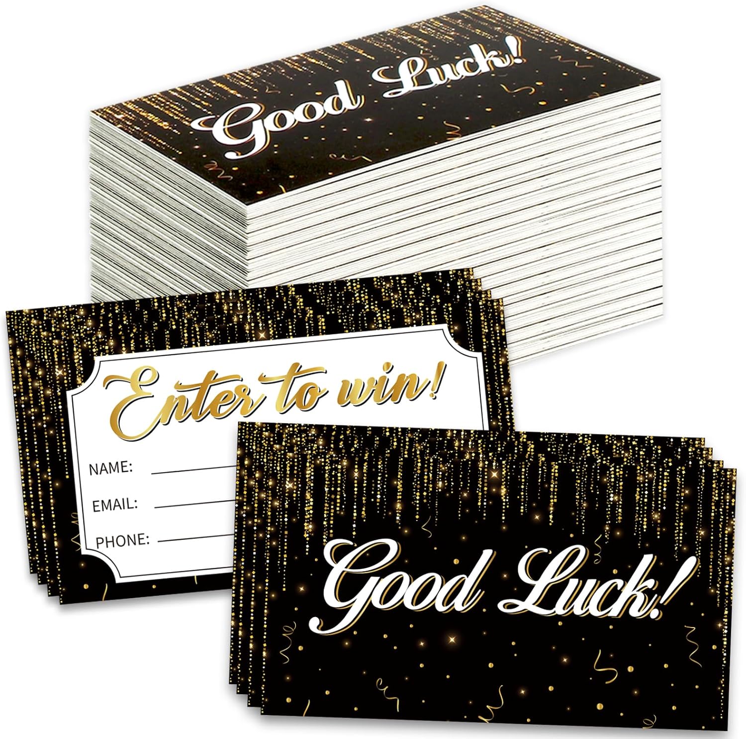 1200 Pcs Black Gold Enter to Win Raffle Tickets Cards 3.5 x 2 Inch Entry Form Ticket Cards for Contest, Auction, Raffles, Ballot Box with Space for Name, Email Address Phone Number Fields (1200)
